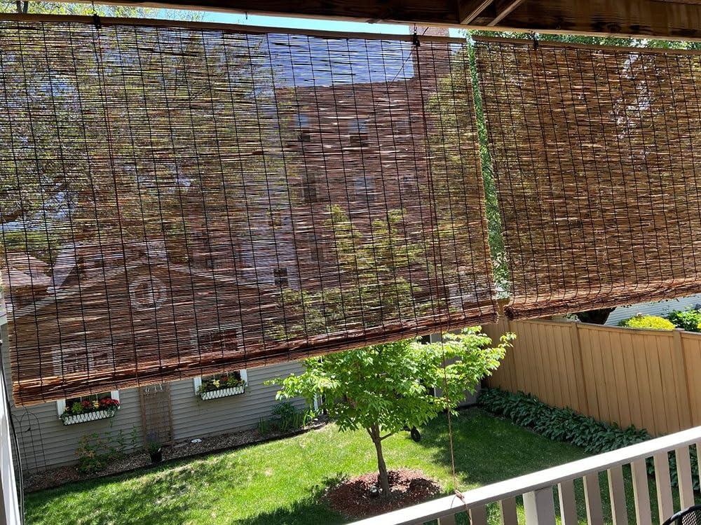 VELLOW Matchstick Cordless Window Shade, Natural Bamboo Roman Blinds Sun Shades 30x72in 60x84in 24x48in Light Filtering Roll Up Reed Shade for Indoor/outdoor Garden Bamboo Privacy Shades (Size : W24 x H60