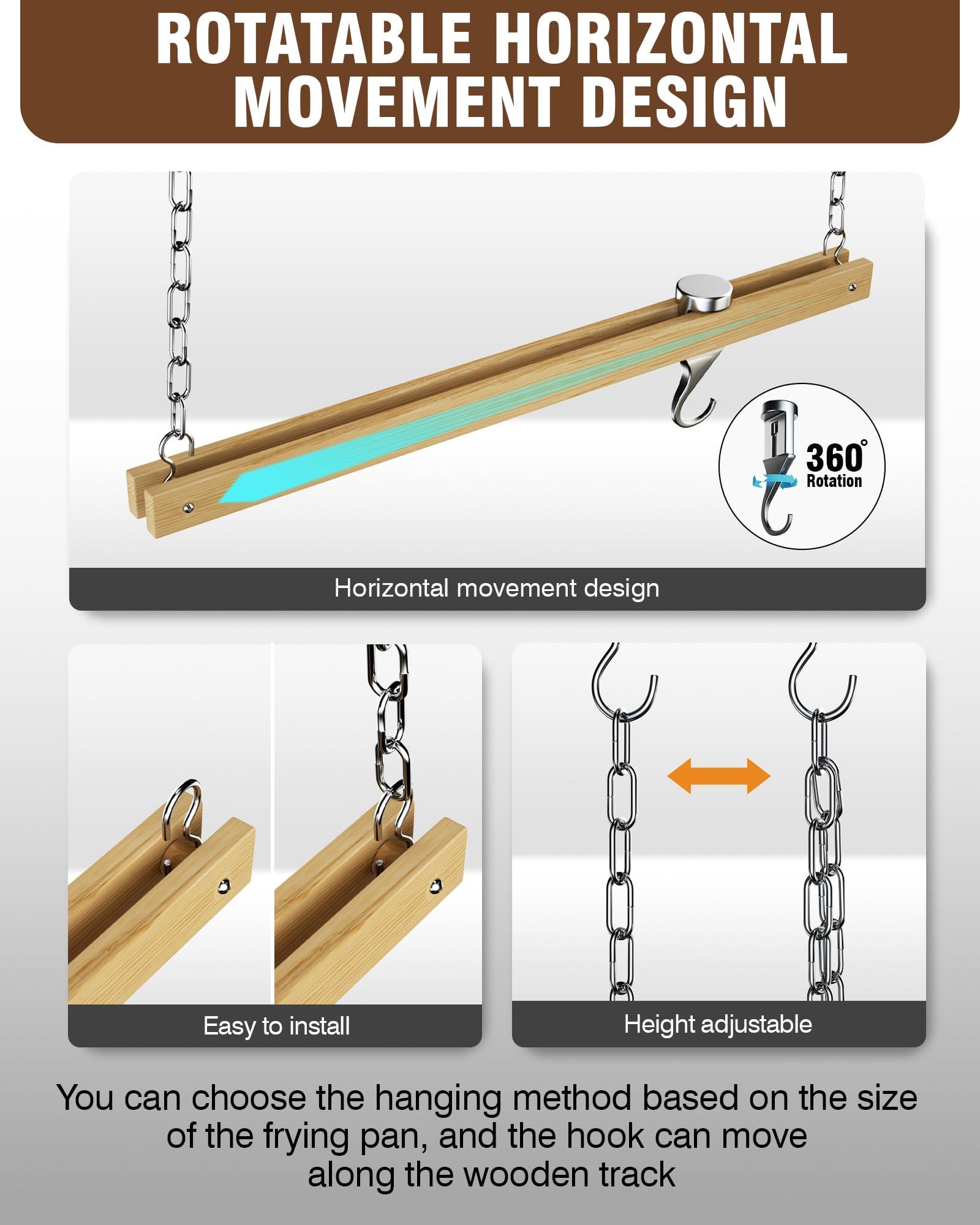 Cooks Standard Cooks Standard NC-00269 Standard, Single Bar, 36-Inch Ceiling Mounted Wooden Pot Rack, Brown