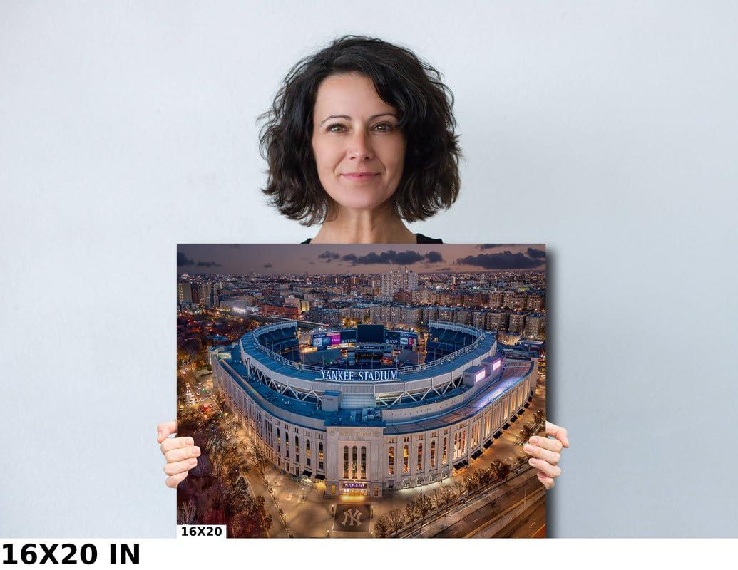 Generic Yankees Baseball Stadium Photo Print - Bronx NYC Pinstripes Fall Afternoon Aerial Photography- New York Sports Stadium Travel Canvas for Home Room Wall Decor