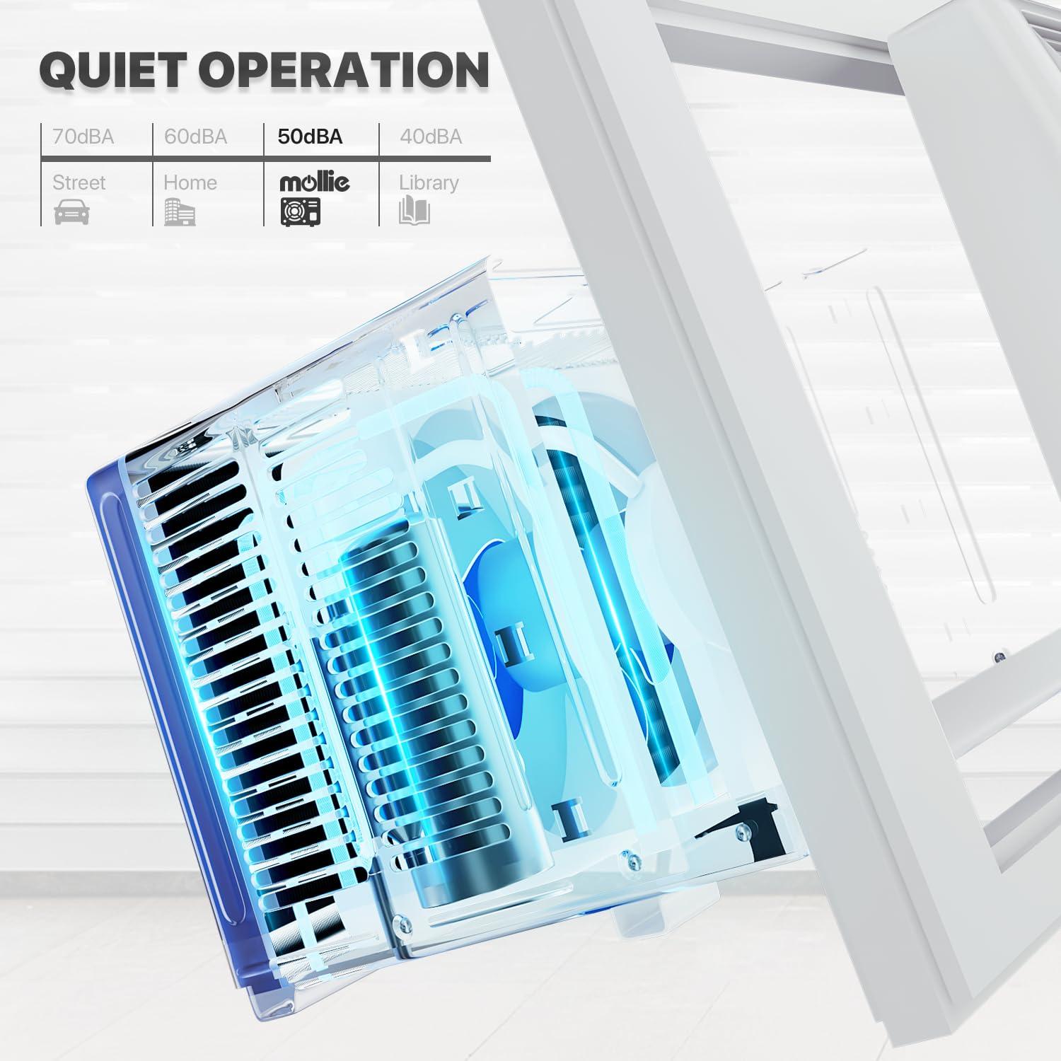 mollie mollie 6000 BTU Window Air Conditioner, ac window unit with Washable Filter, Remote, Dehumidifier, Fan, Cools Up to 250 Square Feet, 115V/60Hz