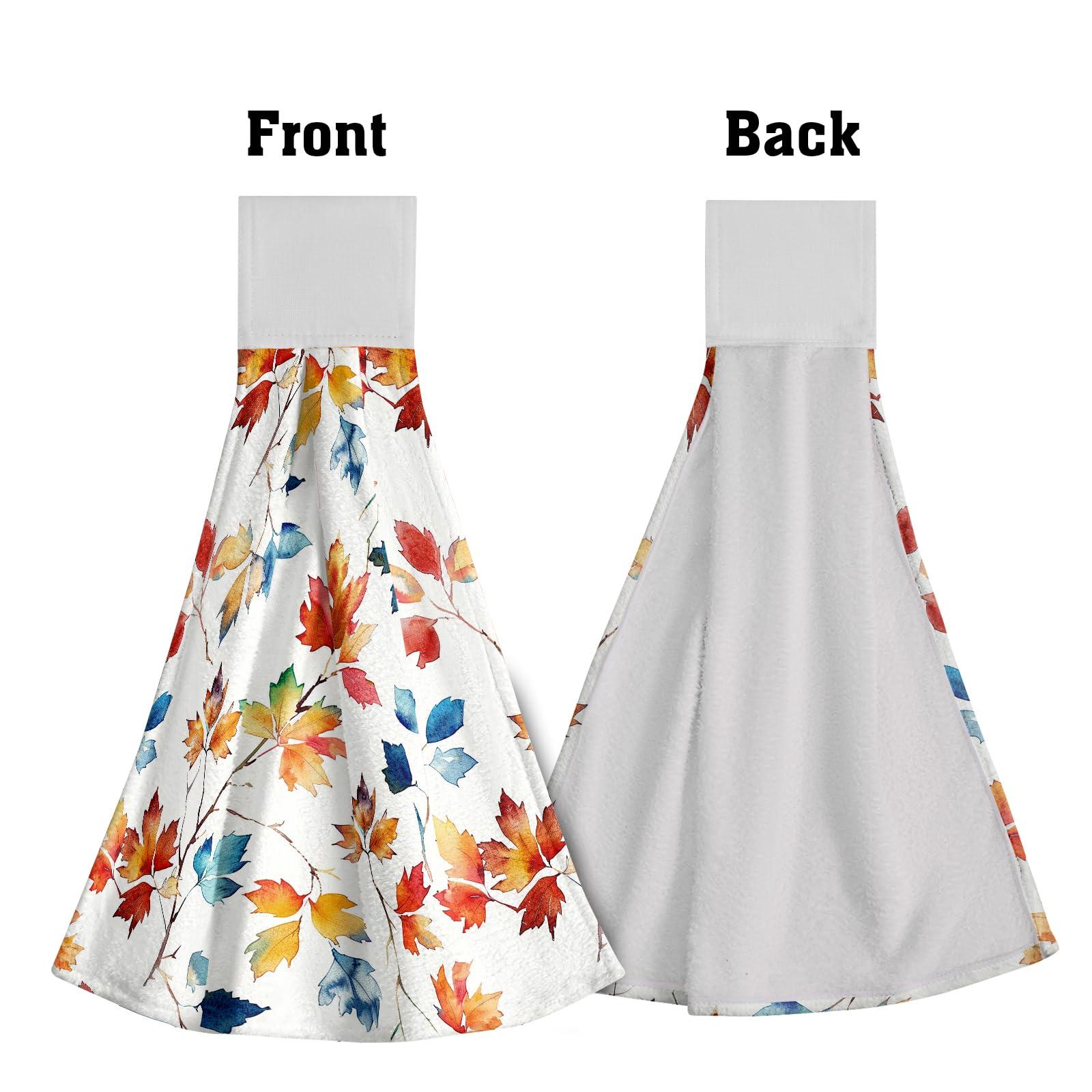 Giwawa Giwawa Fall Maple Leaves Hand Towel Autumn Colorful Leaf Kitchen Towels with Hanging Loop Microfiber Dish Cloth Tie Towel