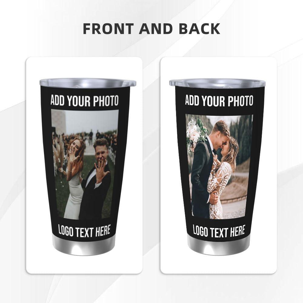 TUSANEII Personalized 20 oz Tumbler, Add Your Name Photo to Create Own Tumbler, Custom Mug Cups with Lid and Straw 20oz Convenient to Bring Along on Travels, SaddleBrown