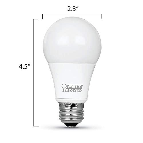 Feit Electric Feit Electric A19 LED Light Bulb, 60W Equivalent, Dimmable, 800 Lumens, E26 Medium Base, 3000K Bright White, CRI 90, 25,000 Hour Lifetime, UL Listed, Damp Rated, 4 Pack, OM60DM/930CA/4