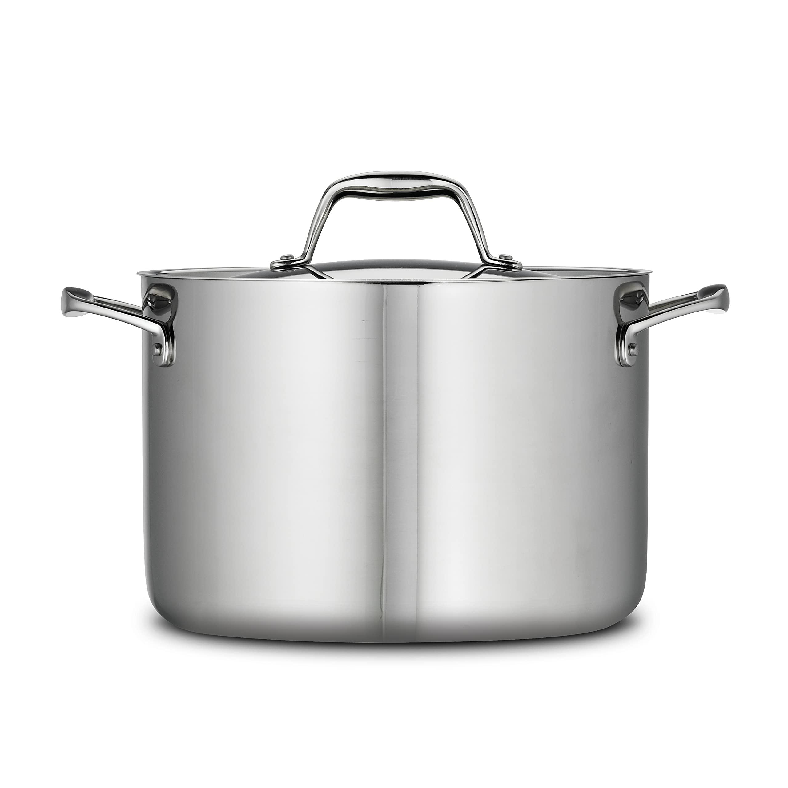 Tramontina Tramontina Tri-Ply Clad Stainless Steel 8-Quart Stock Pot with Lid, Induction-Ready Pasta Pot, Dishwasher-Safe, NSF-Certified, Made in Brazil