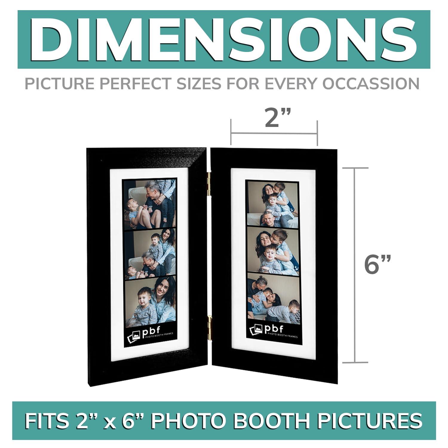 pbf PHOTO BOOTH FRAMES pbf PHOTO BOOTH FRAMES Double Picture Frame with Mat to Display two (2) 2x6 Photos | 2 x 6 Photo Strip Frame | Photo Booth Strip Frame | Picture Frame for Photo Booth Strip (Black, 1-Pack)