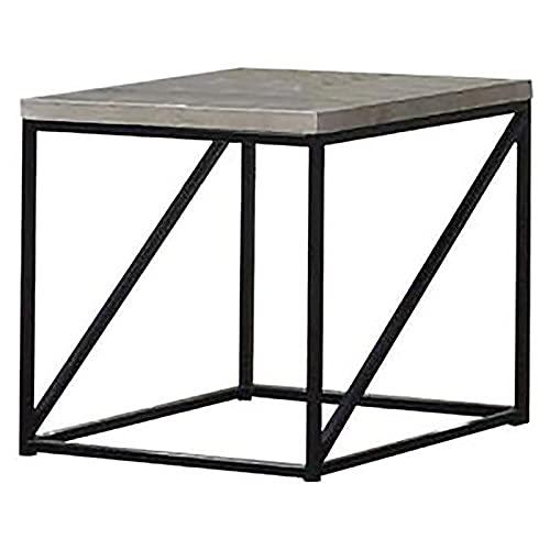 Benzara Benzara Industrial Style Minimal End Table with Wooden Top and Metallic Base, Gray
