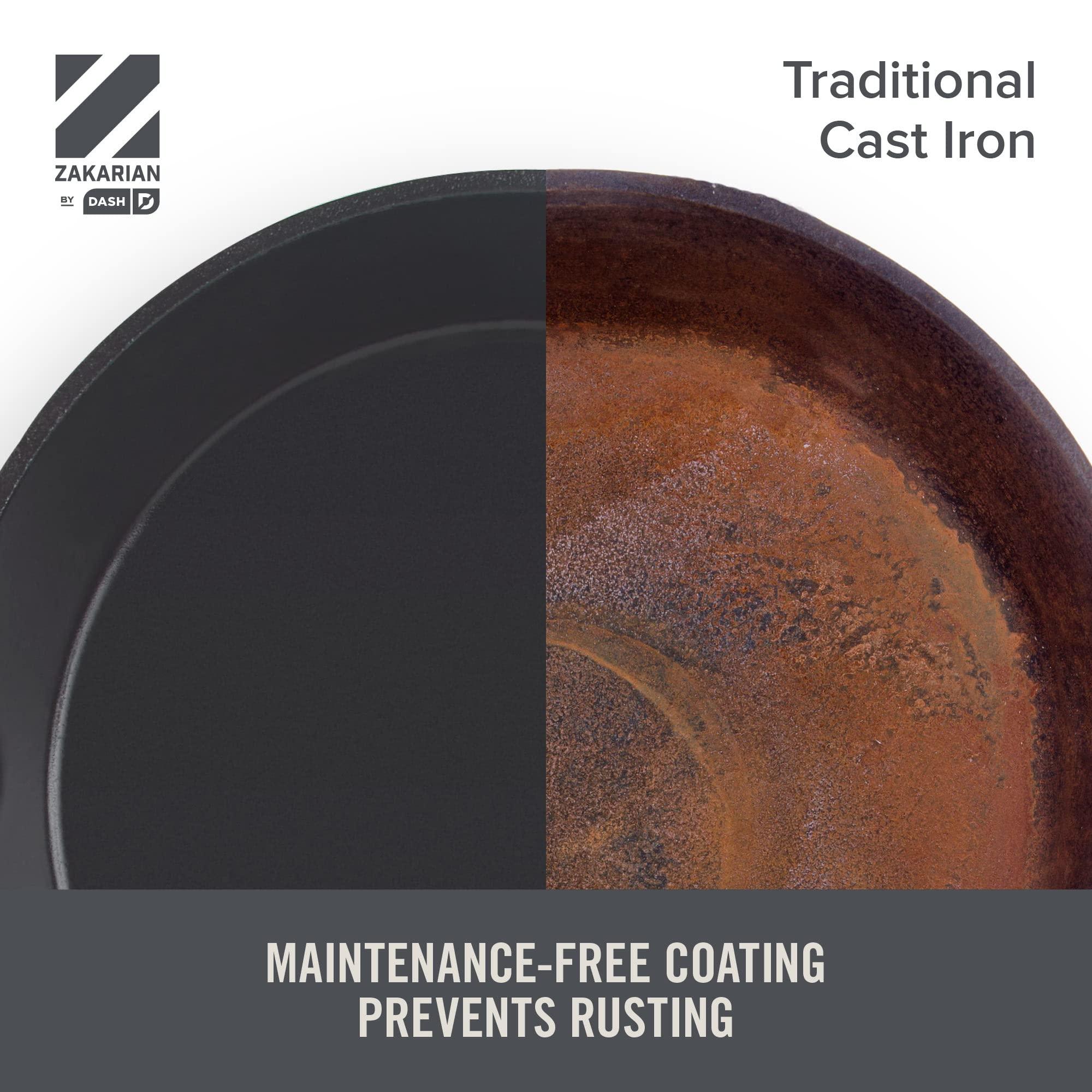 DASH Zakarian by Dash 4.5QT Nonstick Cast Iron Deep Skillet with Cast Iron Lid for Family-Sized Meals, Frying, Roasting, Baking, One-Pot Meals and More - Black