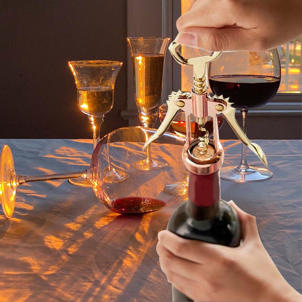 diyfixlcd Diyfixlcd 1 Piece Rose Gold Mixed Gold Winged Corkscrew, Wine Corkscrew, Multi-Function Corkscrew, Stainless Steel Bottle Opener