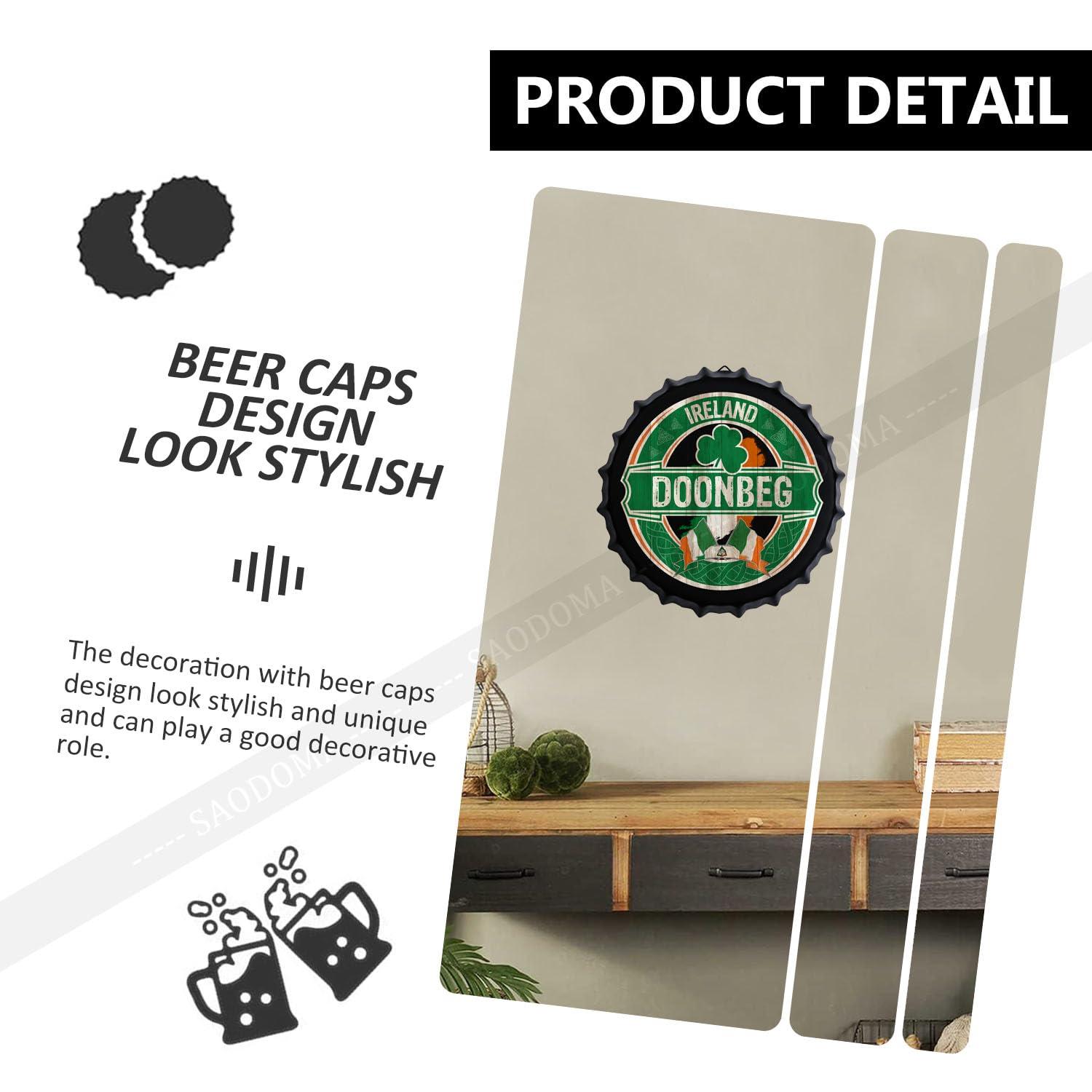 SAODOMA Doonbeg, Ireland - Irish Flag - Irish Pub Bar Sign - 14\'\' Ireland City Decorations - Novelty Street Signs - Metal Bottle Cap Sign, Retro Man Cave Bar Wall Decor