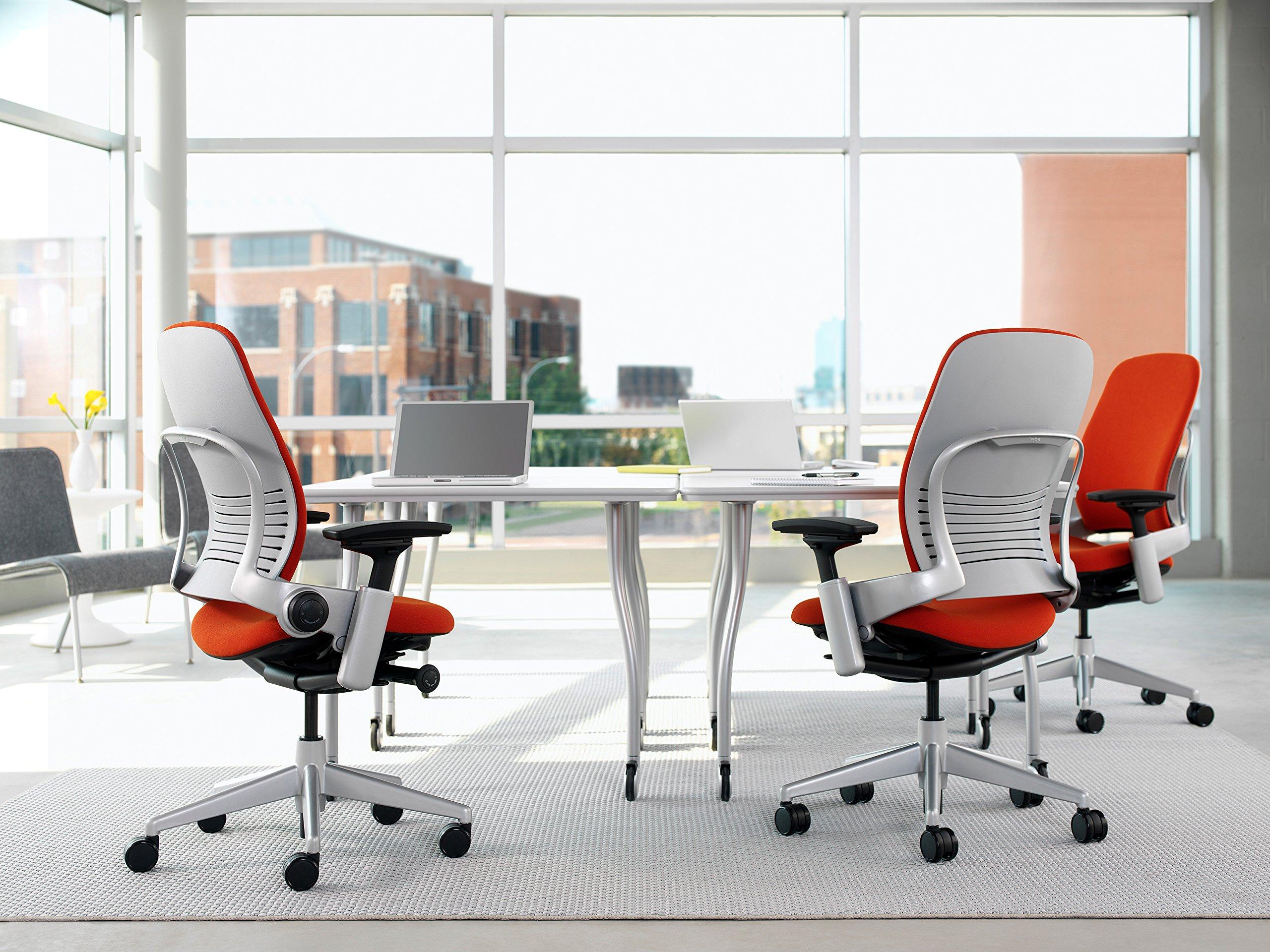 Steelcase Steelcase Leap Task Chair: Platinum Base - 4D Adjustable Arms - Headrest - Standard Carpet Casters