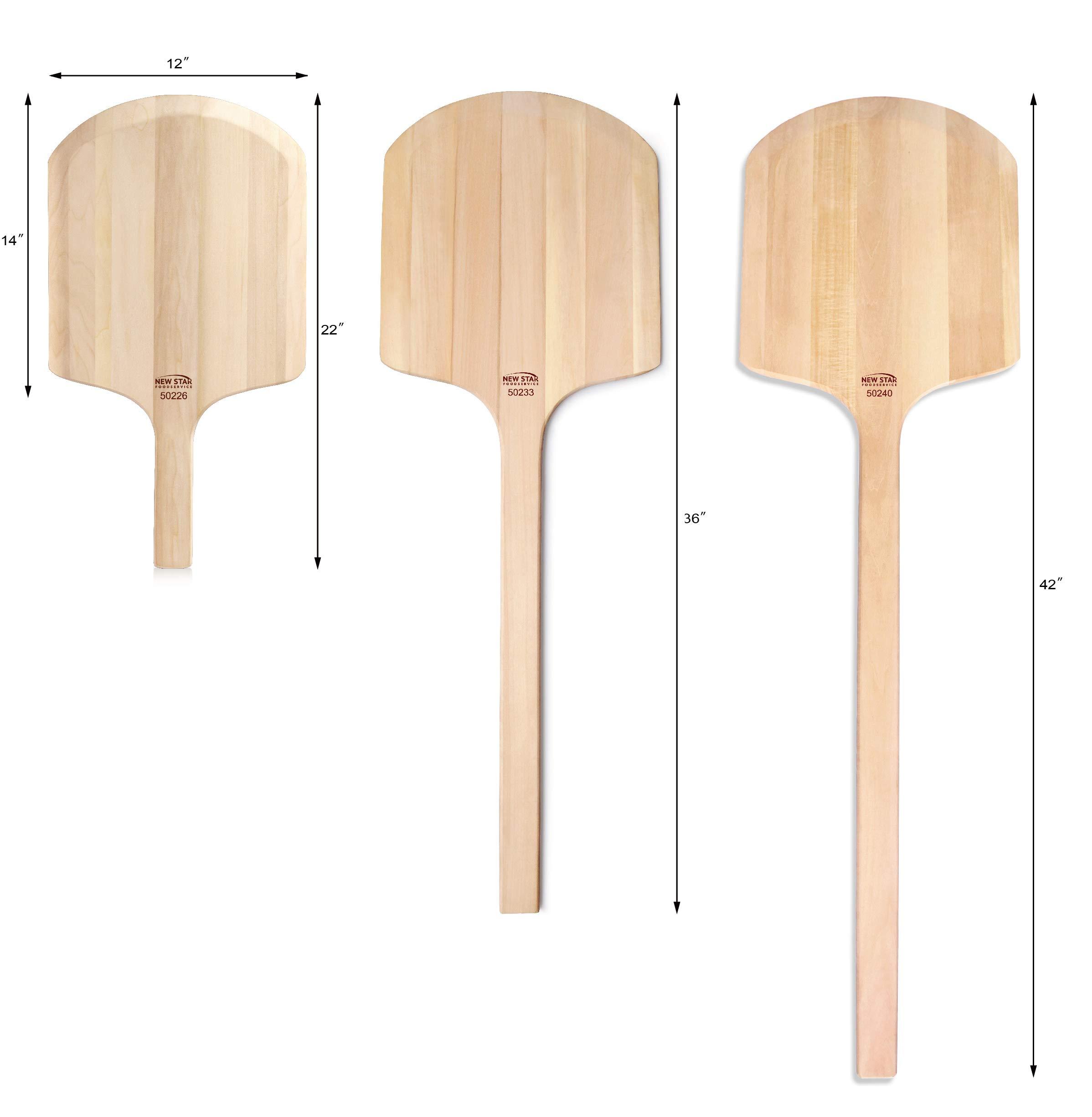New Star Foodservice New Star Foodservice 50226 Restaurant-Grade Wooden Pizza Peel, 14" L x 12" W Plate, with 8" L Wooden Handle, 22" Overall Length