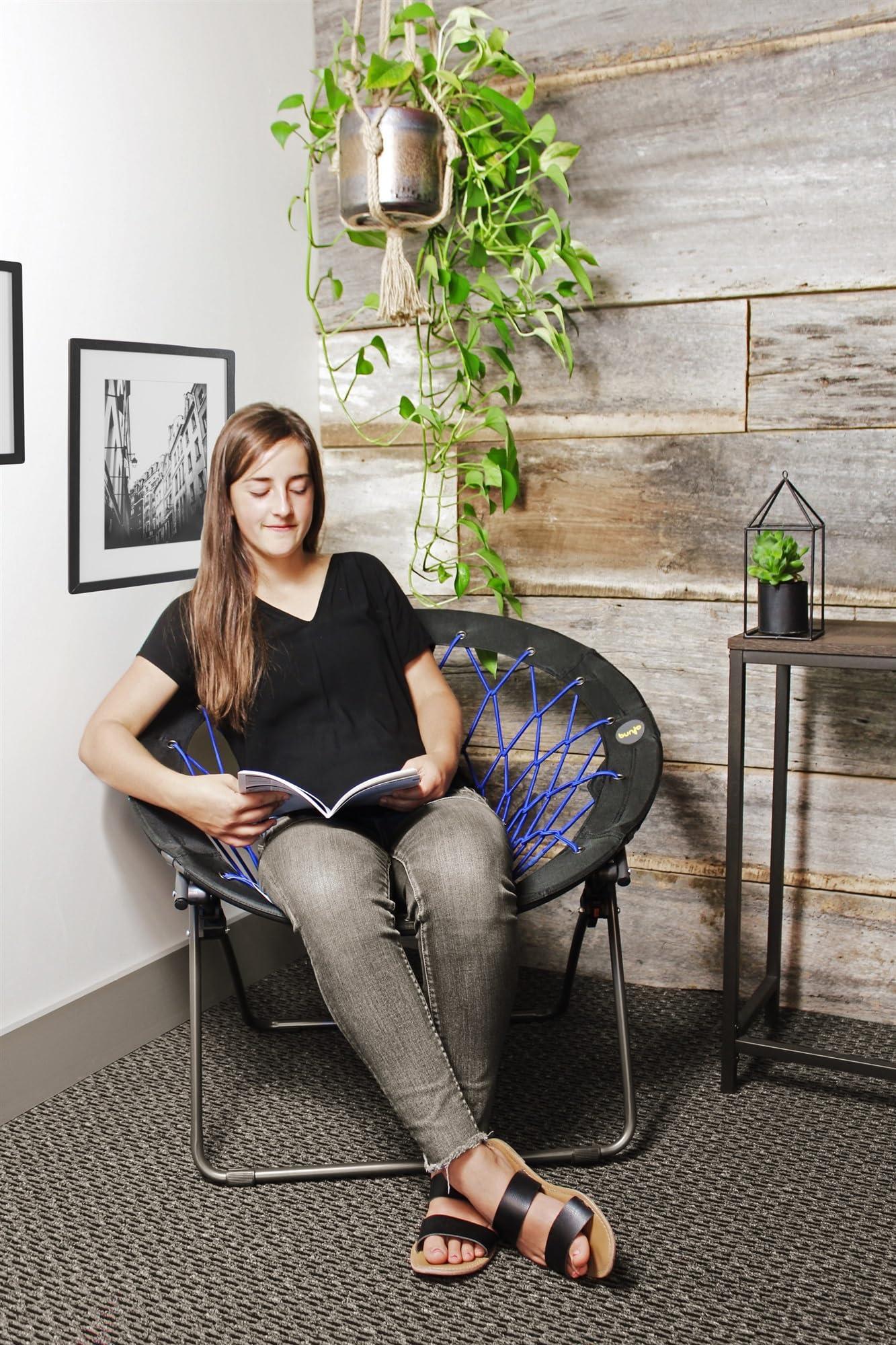 Zenithen Zenithen Limited Portable Indigo Bunjo Bungee Dish Chair, Perfect for Dorm Rooms, Reading, Studying, Gaming, Movie Nights Living Rooms, and Bedrooms, Indigo (Pack of 2)