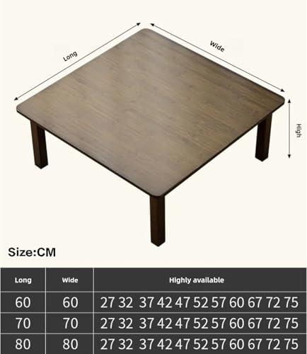 Obriskus Obriskus Small Coffee Table, Square Japanese Floor Table, Short Table Low Table for Sitting on The Floor Small Desk Floor Table for Dining, Drawing, Reading and Writing(24\" D x 24\" W x 12.6\" H)