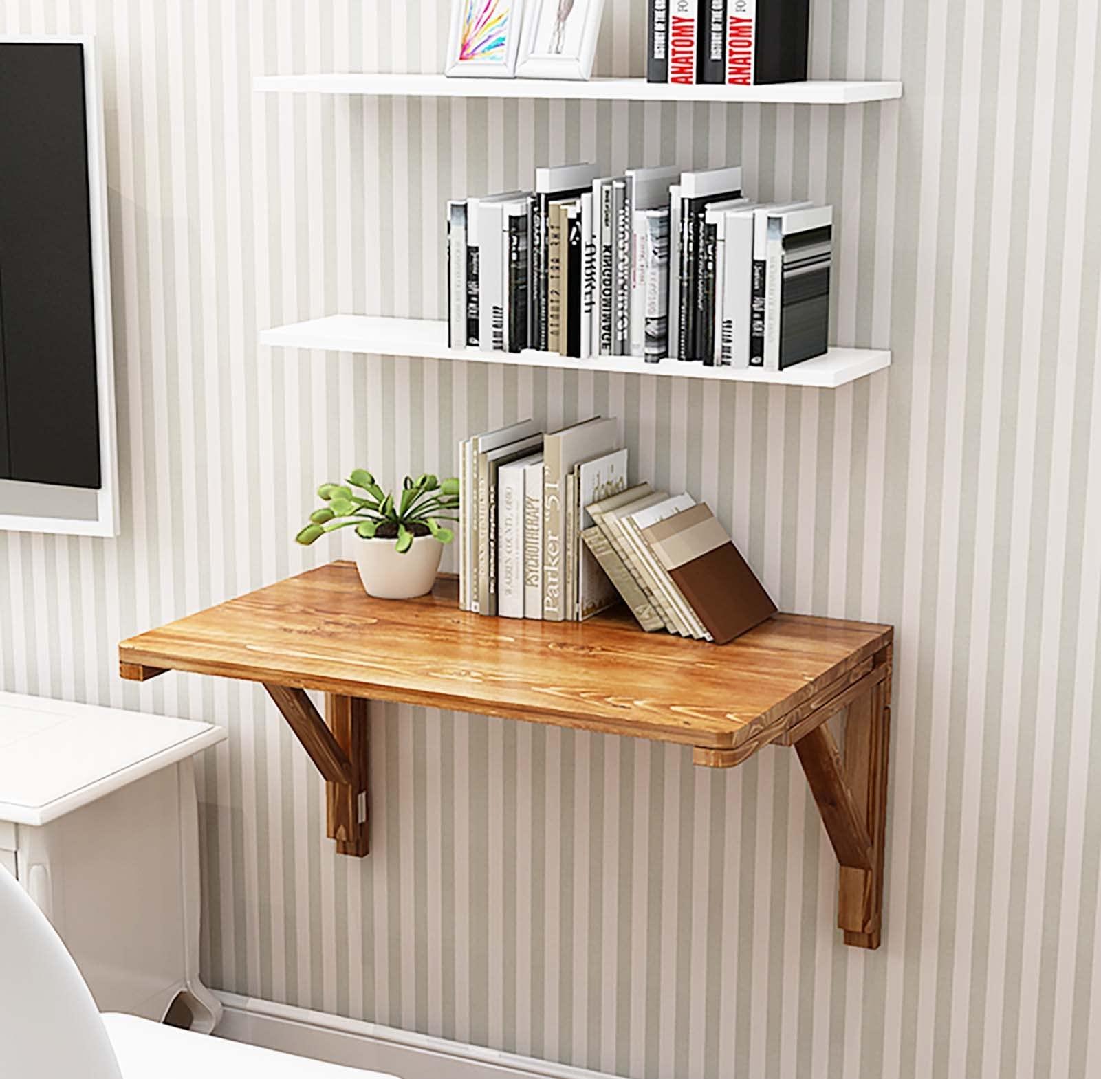 Table 87 Wall Mounted Folding Table Rectangle Retro Wall-Mounted Fold Down Table, Extra Width Desk, Trestle Desk, Kitchen Counter, Laundry Shelf, Bar Tables, Max Load 67lbs