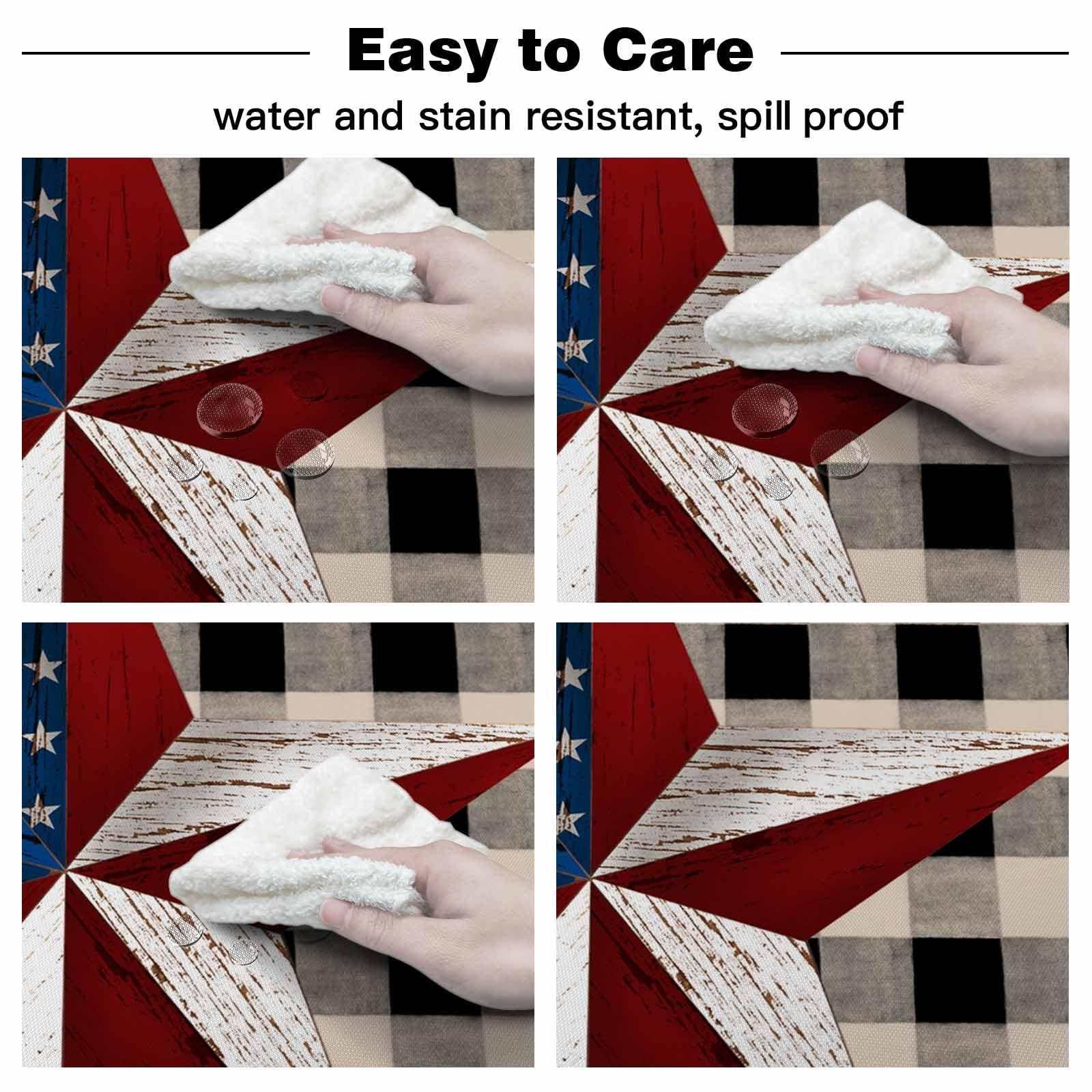 Falaniique Country Star Brown Round Tablecloth Waterproof 54 In,Small Kitchen Party Side Table Outdoor Patio Table Cloth Spill-Proof Wipeable Cover for Christmas Wedding,Retro Farmhouse Buffalo Plaid Black