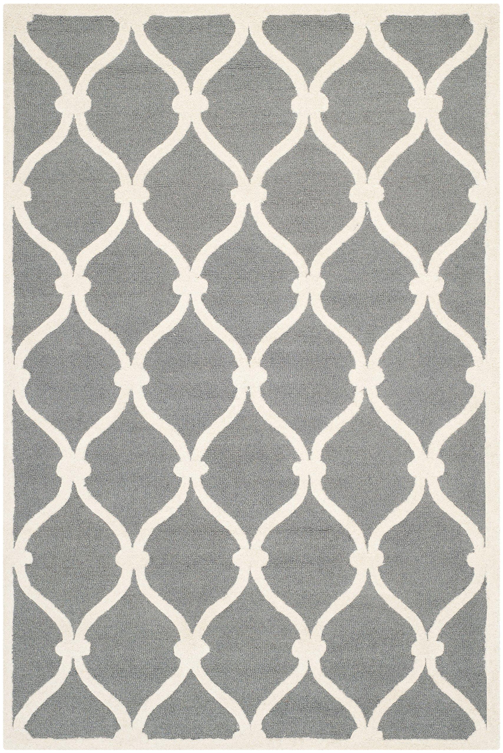 Safavieh SAFAVIEH Cambridge Collection 6\' Square Dark Grey/Ivory CAM710D Handmade Moroccan Premium Wool Area Rug