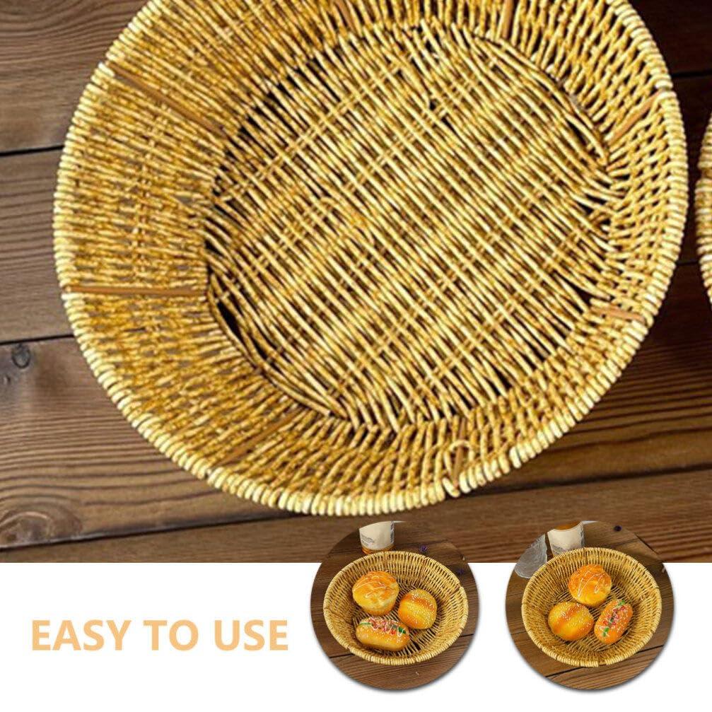 VOSAREA VOSAREA Woven Fruit Basket Rattan Storage Basket Wicker Bowl Seagrass Trays Plastic Orange Snacks Storage Plate for Fruits Vegetables Snacks Kitchen Restaurant