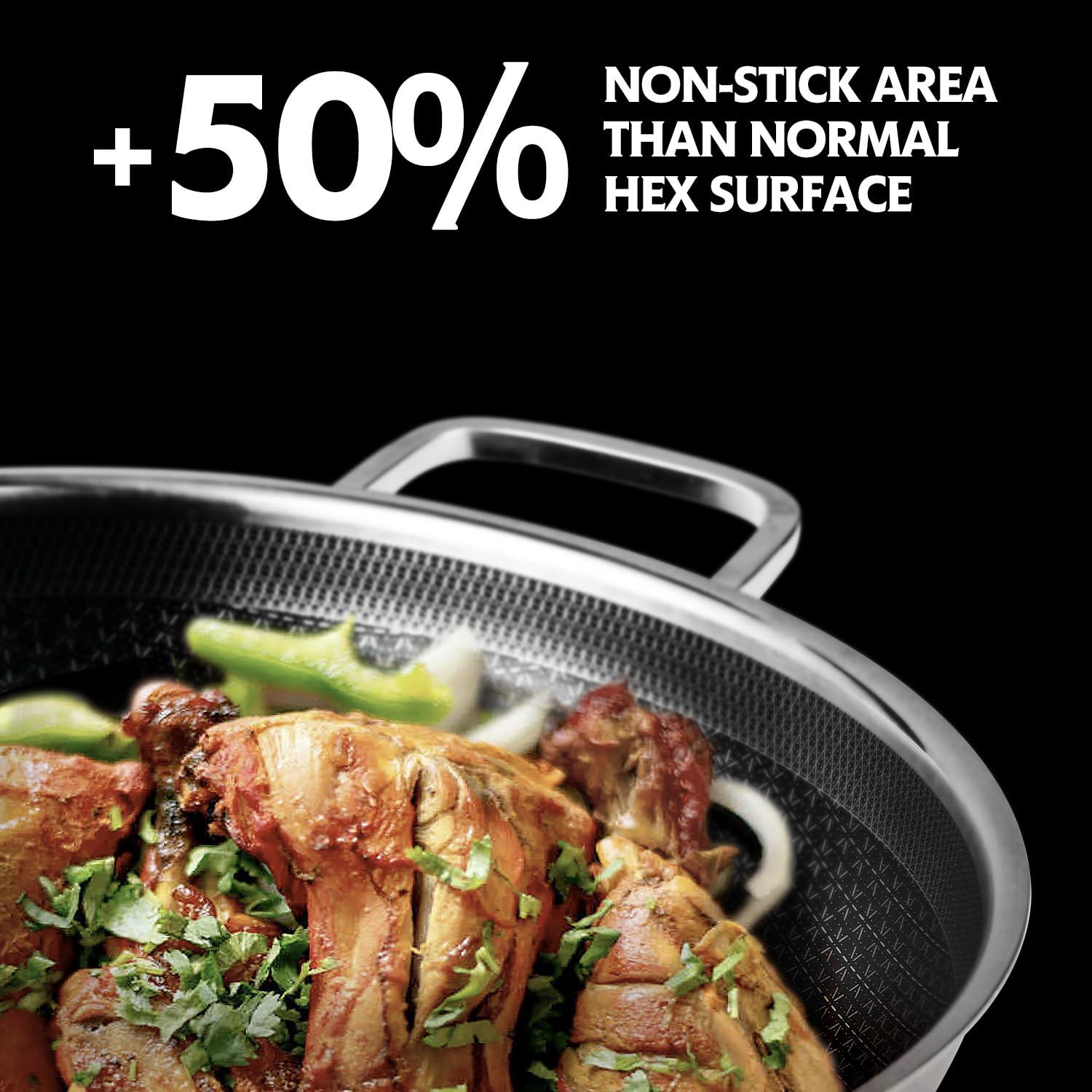 DOTCLAD DOTCLAD Wok pan,Hybrid 12 inch Wok with Lid, PFOA Cookware,non stick Stainless Steel Woks & Stir-fry pans Nonstick, Dishwasher and Oven Safe, Works on Induction