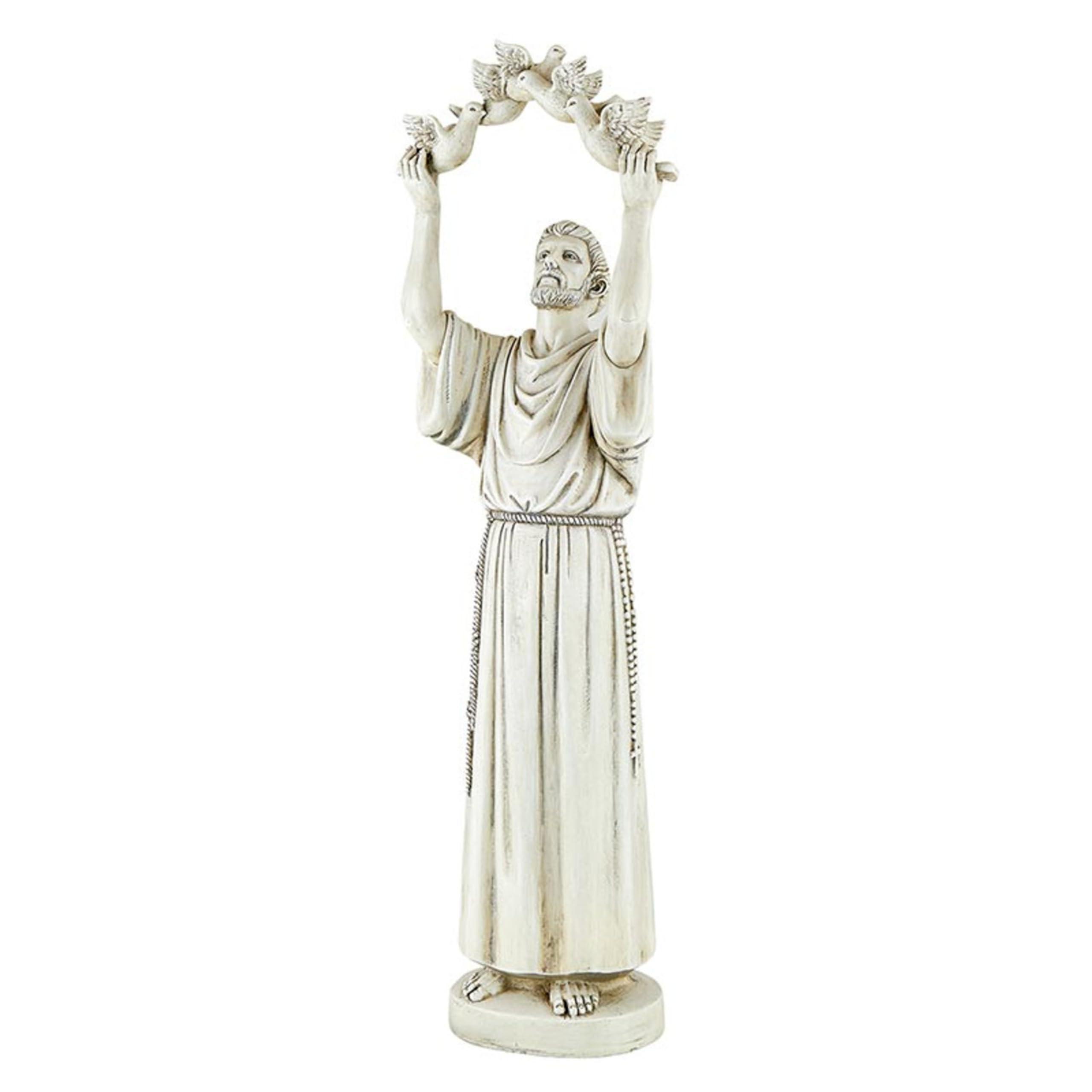 Christian Brands Avalon Gallery Outdoor Sculptures Saint Francis of Assisi Inspirational Stone Resin Garden Statue, 25.5-Inch, with Dove