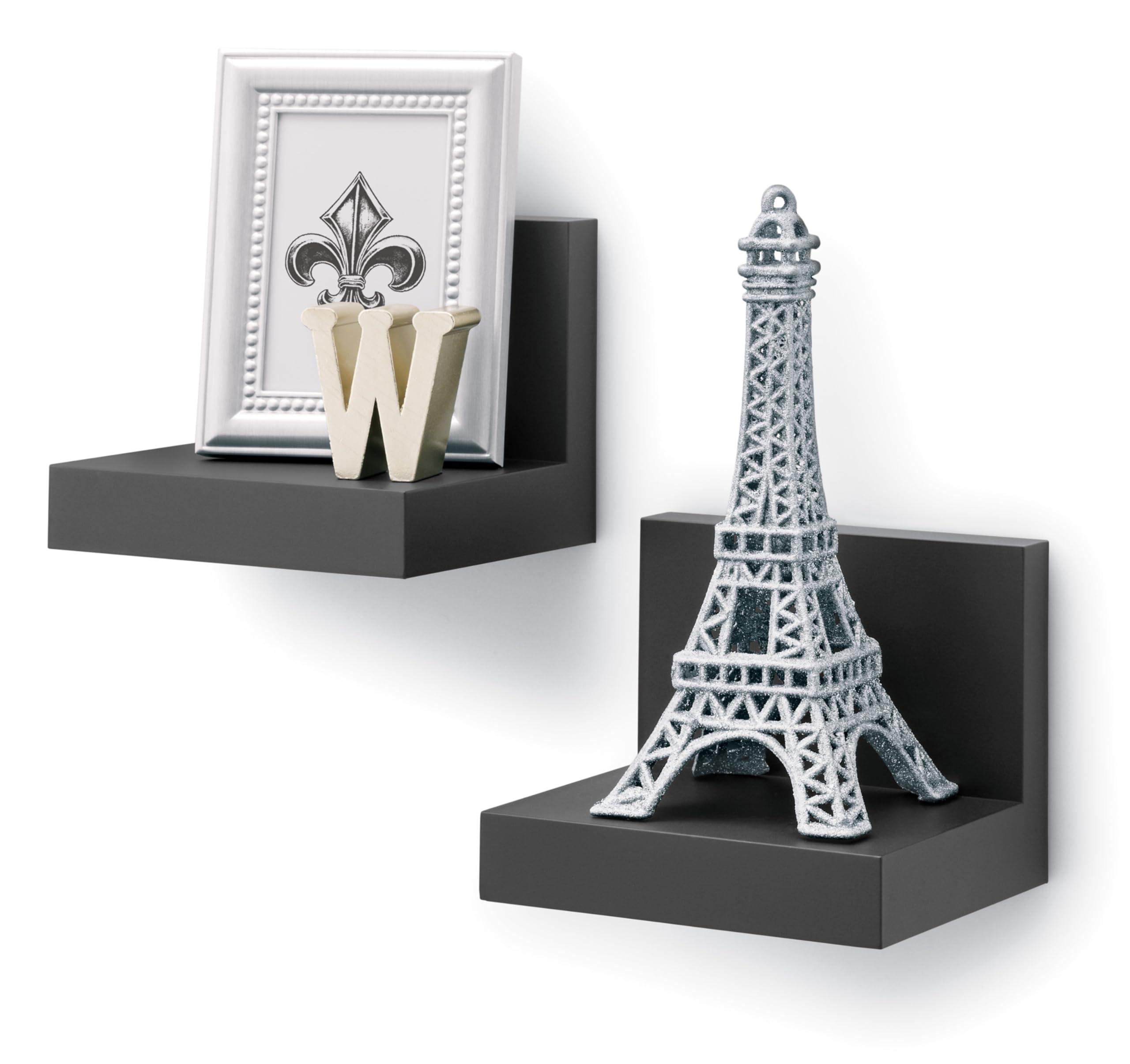 Command Command Display Ledges, Holds up to 2 lb, Slate, 2 Ledges with 8 Medium Command Strips, Damage Free Hanging Floating Shelf with Adhesive Strips, Personalize Living Room, Bedroom, Kids Room or Office