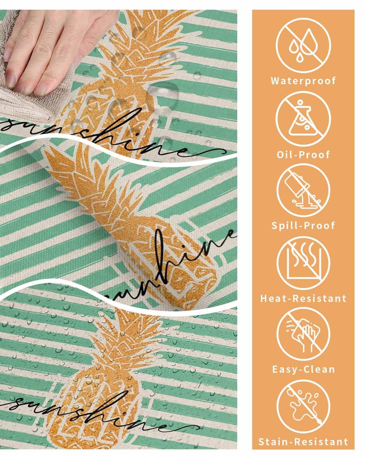 ZOE GARDEN Square Pineapple Tablecloth Waterproof & Stainproof Tablecloths, Wipeable Table Cloth Wrinkle-Free for Round/Rectangle/Oval/Square/Dining/Party/Wedding, Summer Shabby Chic Fruit Stripes 54x54