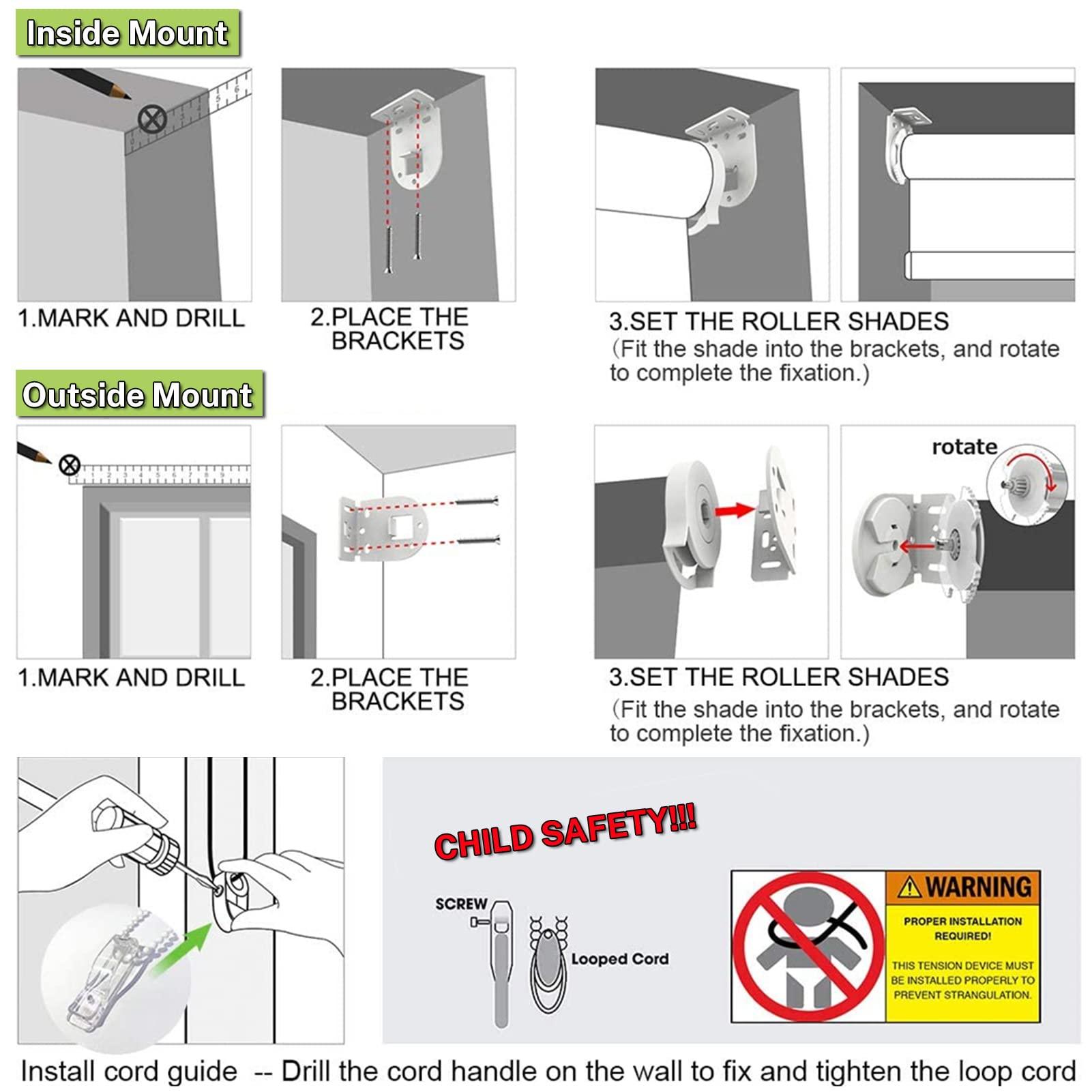 fhsblinds FHSBLINDS Custom Blinds for Windows Roller Shades for Windows-Room Darkening Waterproof Blackout Cut to Size Window Blinds & Shades for Home Kitchen Bedroom Office (White 100% Blackout, 38"W x 80"H)