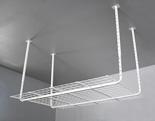 HyLoft HyLoft Overhead Garage Storage Rack, Adjustable Ceiling Storage for Garage, Heavy Duty Steel Garage Storage System, 60-Inch x 45-Inch, White