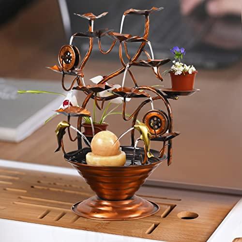 AMONG AMONG Tabletop Fountains Tabletop Fountain Copper Retro Water Fountain Desktop Waterfall Fountain Home Living Room Desktop Ornament Indoor Waterfall Feature