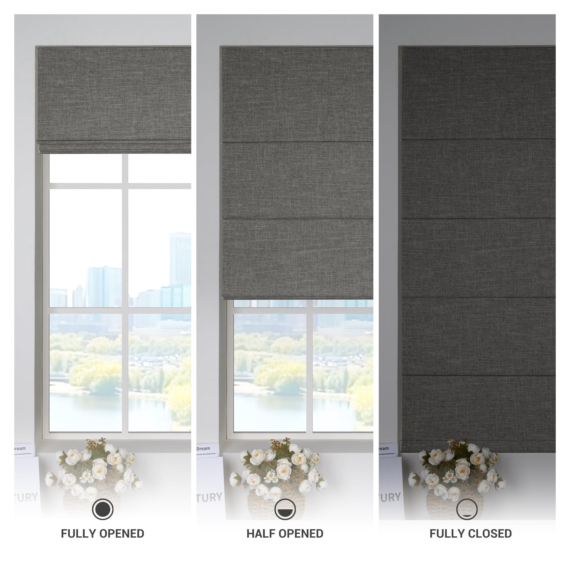 HOTSOON HOTSOON Blackout Roman Shades for Window, Linen Roman Window Shades, Custom Washable Fabric Roman Blinds, Thermal Insulation UV Protection for Home Living Room Loft, Mixed Coffee,22-23" W x 73-80" H