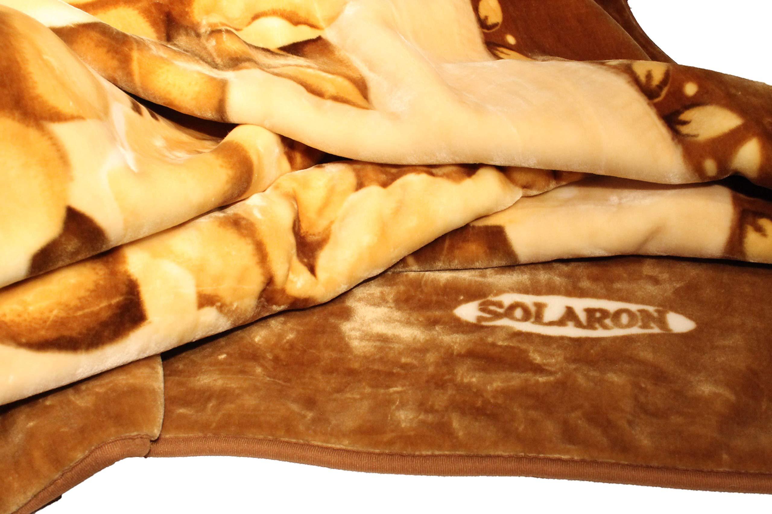 SOLARON SOLARON Original Heavy Mink Plush Korean Durable Blanket (Brown Flowers, Queen)