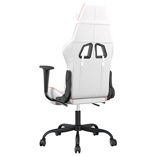 GOLINPEILO GOLINPEILO Massage Gaming Chair with Footrest,Faux Leather Computer Game Chair,Massage Office Chair,Ergonomic Desk Chair PC Gaming Chair for Adults Teens(White&Pink)