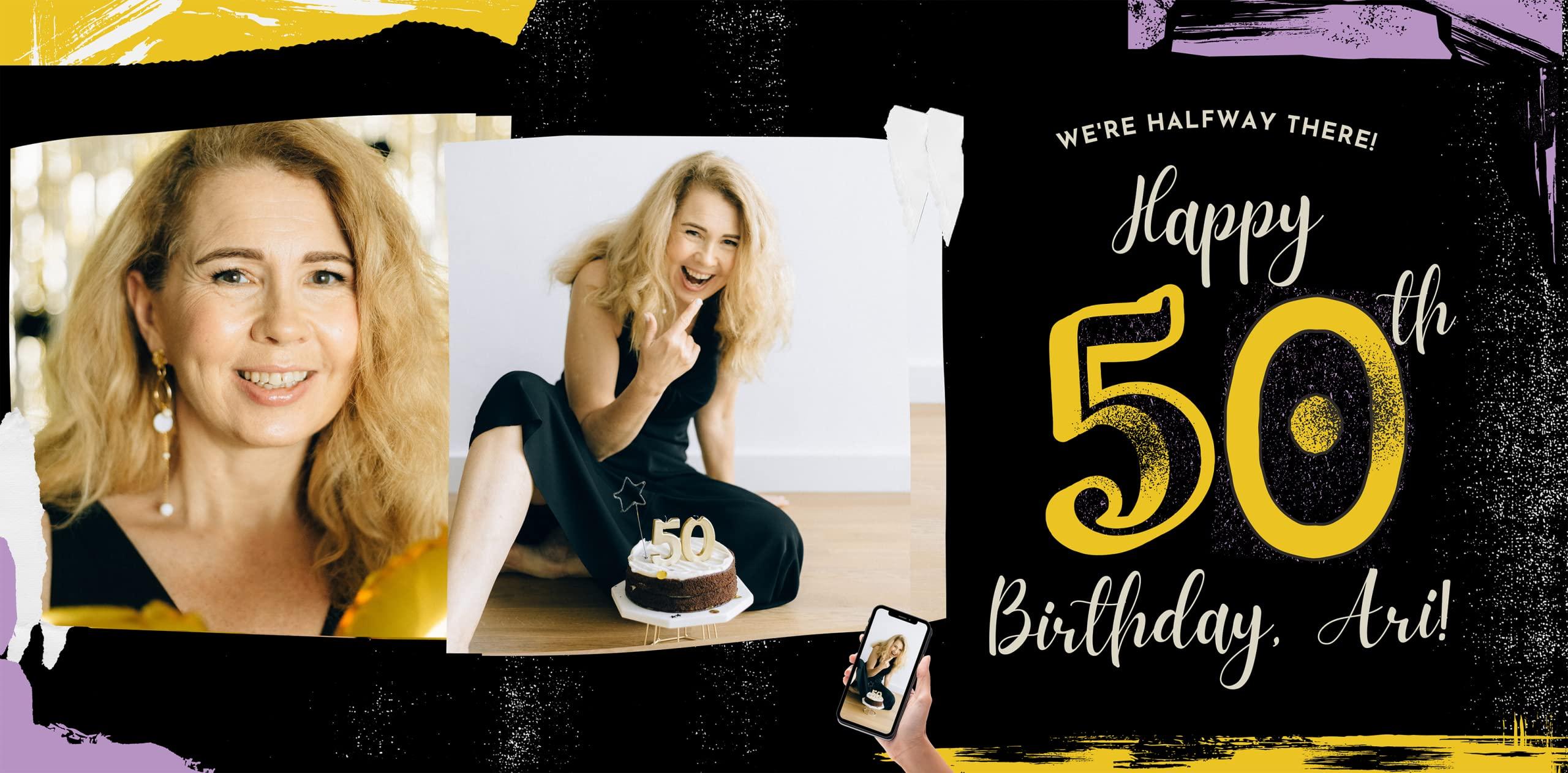 NICE MEMORY Custom Happy Birthday Vinyl Banner Sign, Personalized Party Backdrop, Gift, and Decoration - From NiceMemoryLLC. (Style-21)