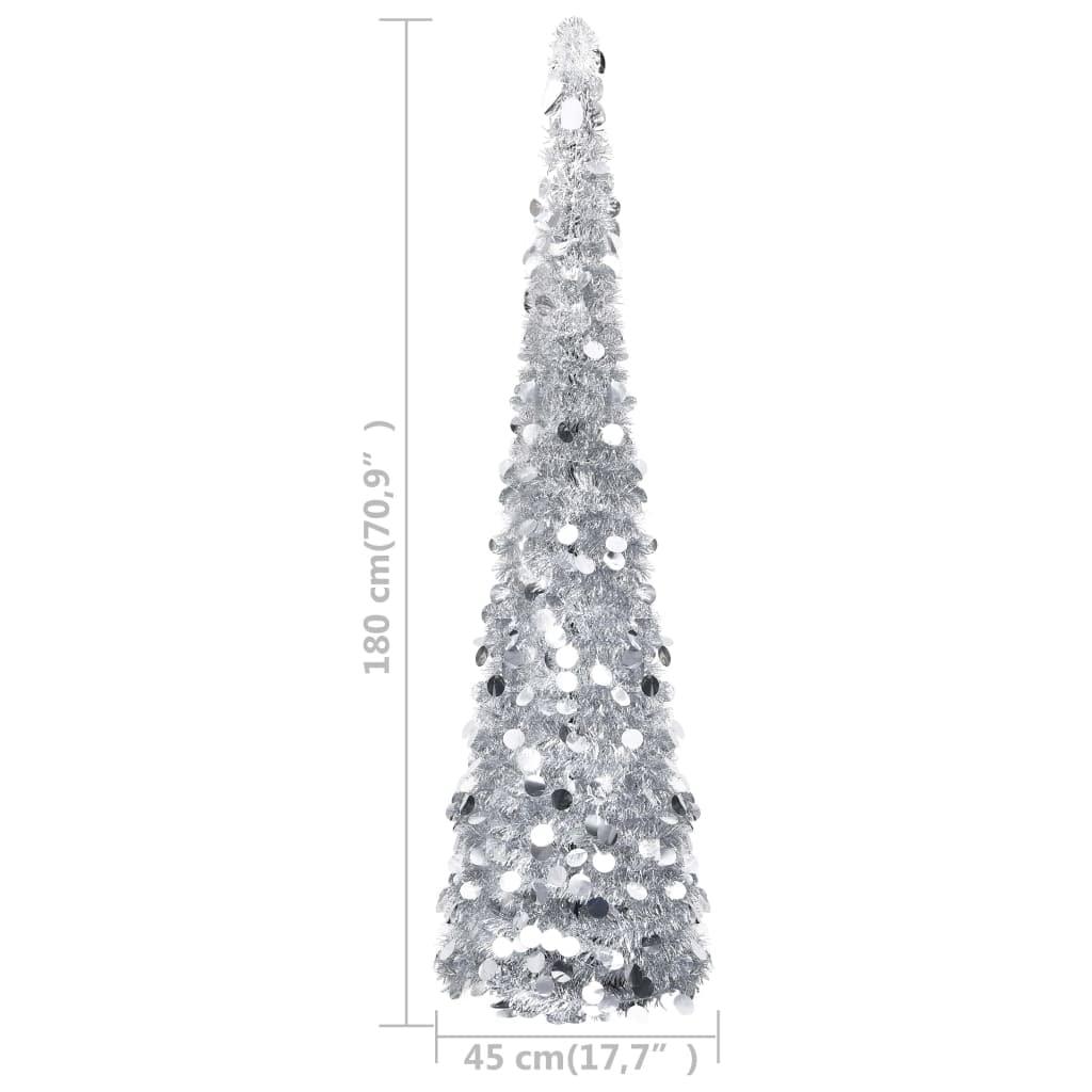 DYRJDJWIDHW Pop-up Artificial Christmas Tree White Christmas Tree,Christmas Trees,Flocked Christmas Tree,prelit Christmas Tree,Xmas Tree,Silver 6 ft PET