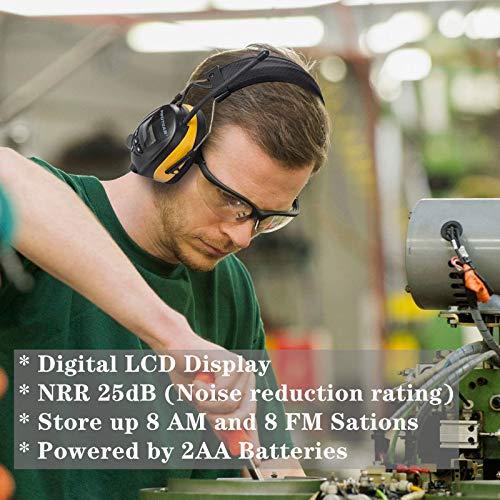 PROTEAR PROTEAR Digital AM FM Radio Headphones, Ear Protection Noise Reduction Earmuffs, 25dB NRR Hearing Protectors for Lawn Mowing and Landscaping(Yellow)