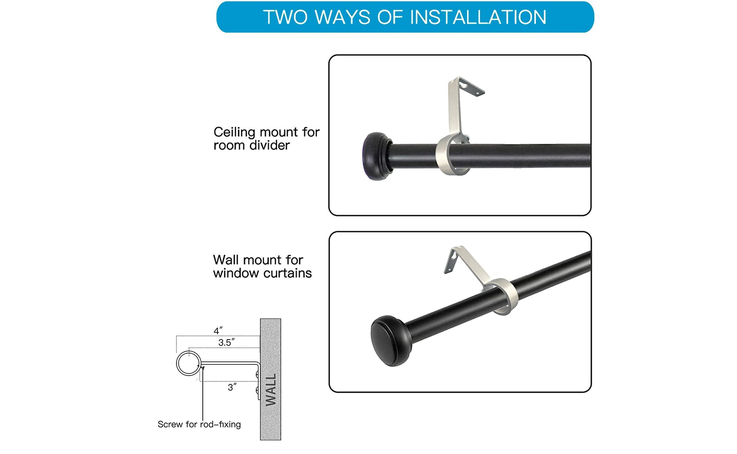 Kowibcl Kowibcl Ceiling Curtain Rod Bracket, 27 Pcs Ceiling Mounted Curtain Rod Brackets for 7/8 Inch Curtain Rod Holder, Heavy Duty Ceiling Bracke for Wall, Silver