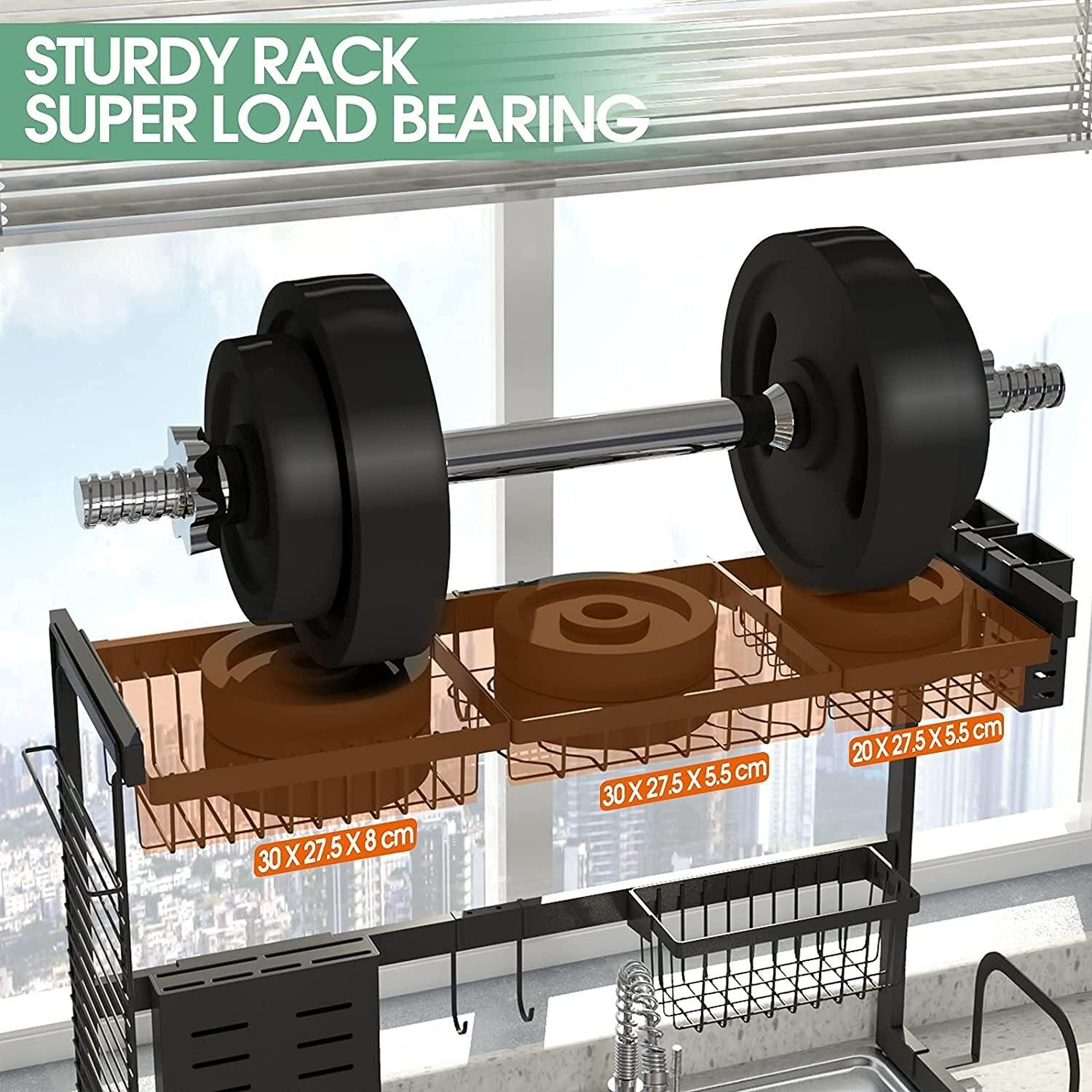 HAOKTSB Dish drainer Over The Sink Dish Drainer, 2-Tier Dish Rack Above Sink, Multipurpose Large Dish Drying Rack Drainer with Pot Lid Holder, Kitchen Countertop Shelf Organizer with Cutlery Cutting Board Hol