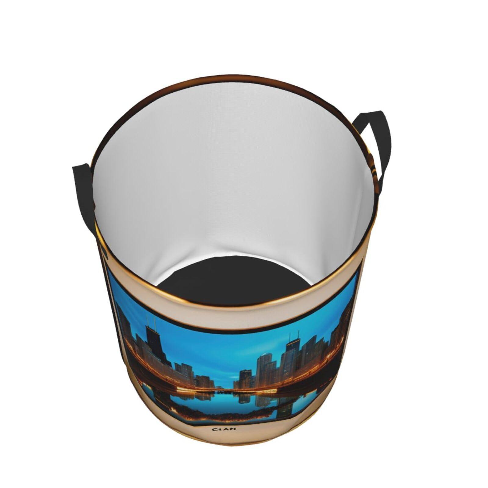 CarXs Chicago Reflected Stylish Circular Hamper - Waterproof Oxford Fabric Laundry Hamper, Suitable For Various Storage