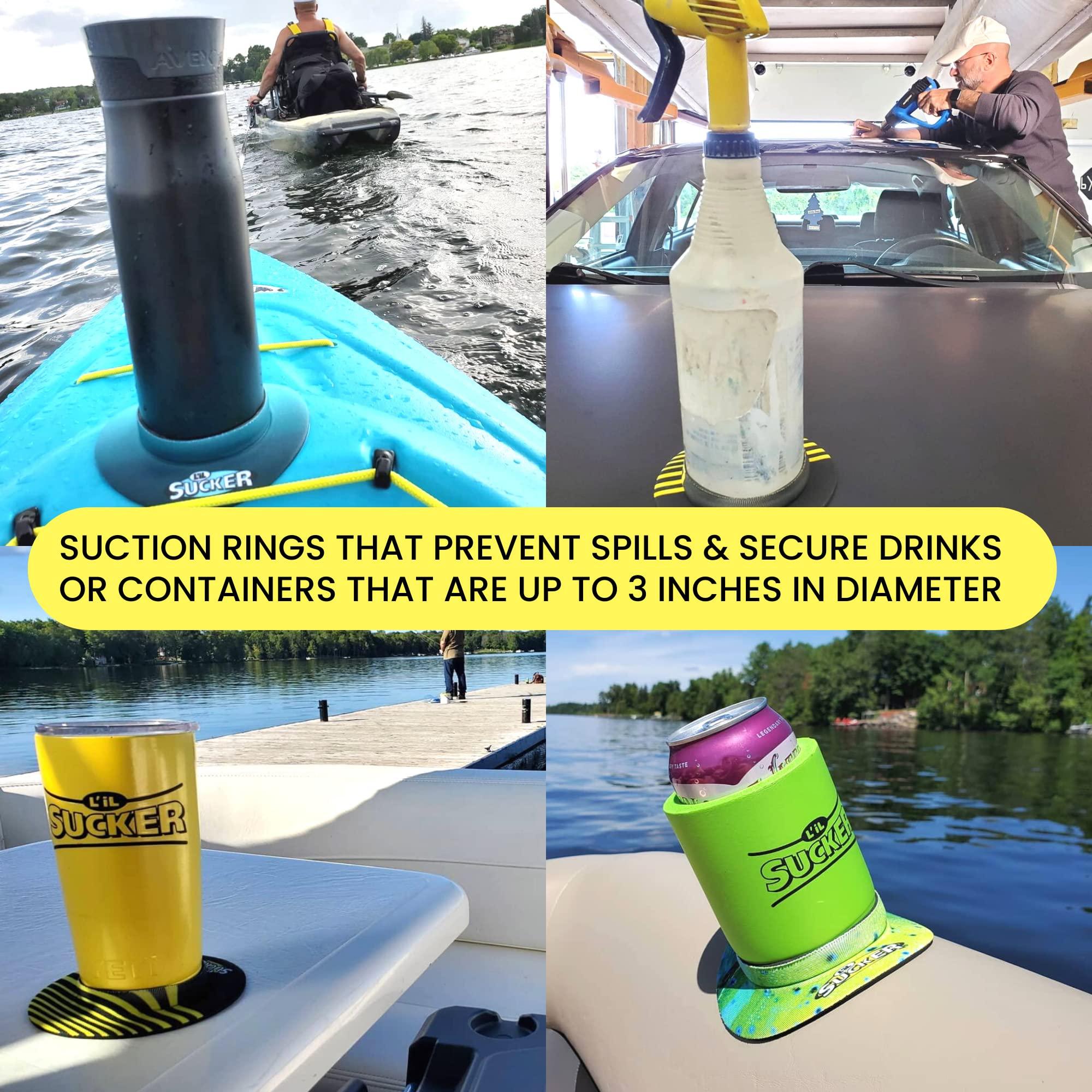 Lil Sucker Lil Sucker Outdoors Suction RingsSuction Ring | Suction Cup Holder Anti-Spill Can Drink Support for Boats, Trucks, ATVs | Secure Your Drinks and Prevent Spills with Our Non Slip Coaster 4 Pack