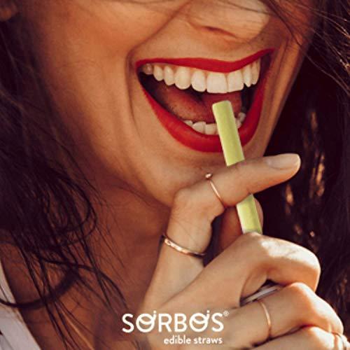 SORBOS Sorbos Edible Straws, Lemon Flavored, Sustainable, Individually Packaged, No Plastic, No Allergens, No Gluten, No PFAS, 100 Percent Biodegradable, 7.4 inches long (Pack of 200)