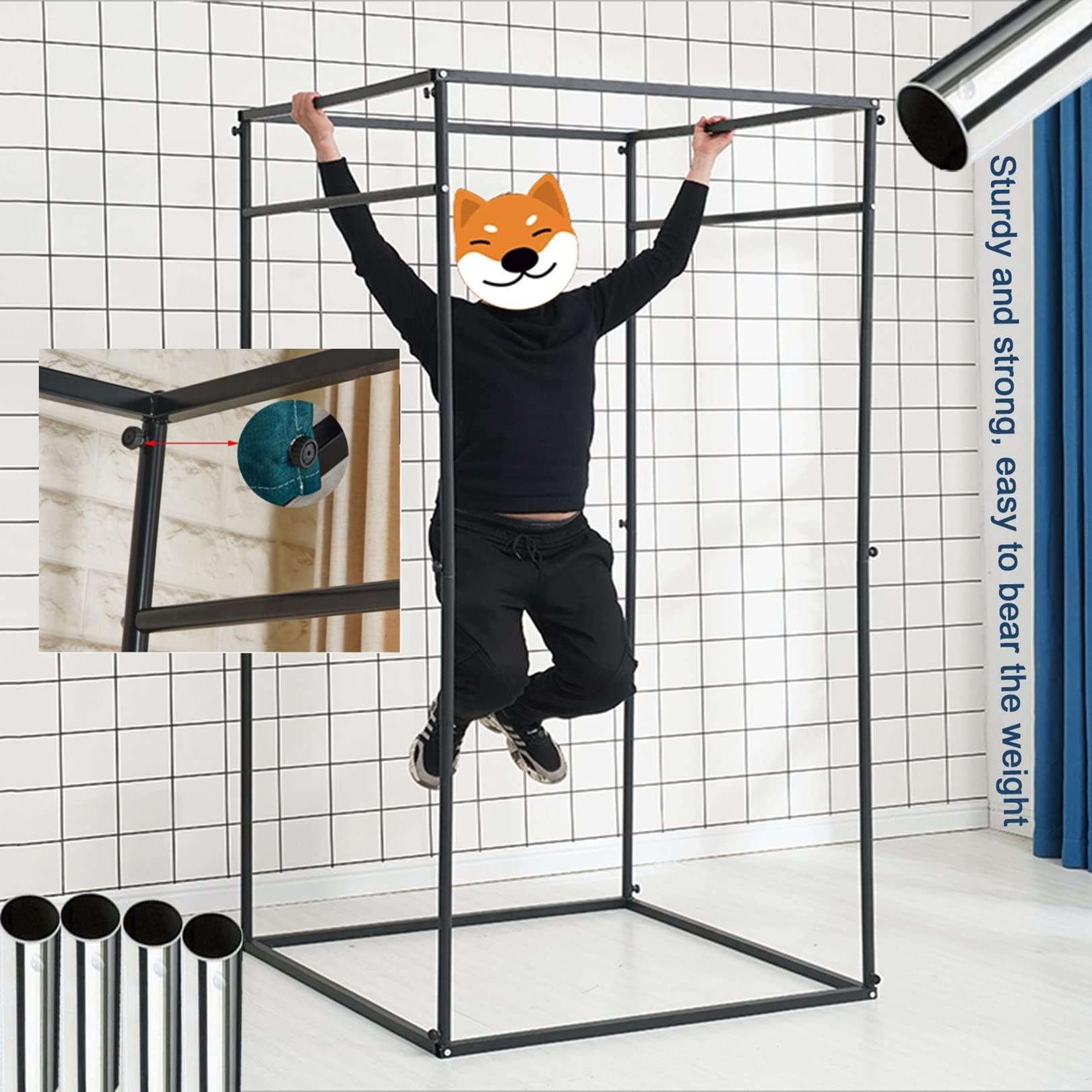 JMCAJIE Clothing Store Fitting Room,Portable Changing Room Divider,with Shading Curtain And Hook Up,Black Frame,Temporary Locker Room,for Office Boutiques Cloakroom ( Color : H , Size : L100xW80xH200CM )