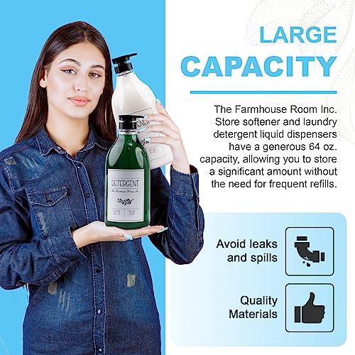 The Farmhouse Room Inc. The Farmhouse Room Inc. Laundry Detergent Dispenser - Fabric Softener Liquid Pump Bottle Dispenser for Laundry Room - BPA Free & PET Plastic 1/2 Gallon Soap Dispenser w/Waterproof Labels - Pack of 2