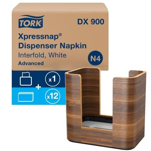 Tork Tork Xpressnap Tabletop Napkin Dispenser Walnut - N4 + Refill - White Dispenser Napkin, 12 x 500 napkins