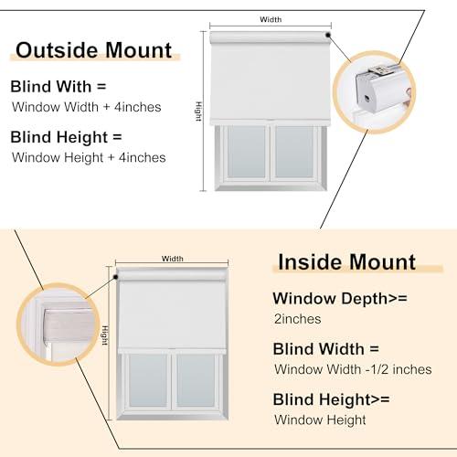 Doing-X DOING-X Blackout Roller Shades for Windows Cordless Roller Blinds Custom Size Room Darkening Shades with Cassette Valance Thermal Insulated Linen Fabric Pull Down Window Shades(39.5" W x 44" H) Green