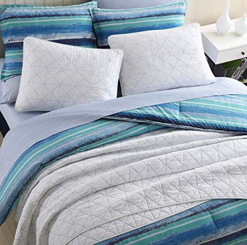 Poppy & Fritz Poppy & Fritz - Twin Comforter Set, Breathable Cotton Bedding with Matching Sham, Medium Weight for All Seasons (Alex Blue, Twin)