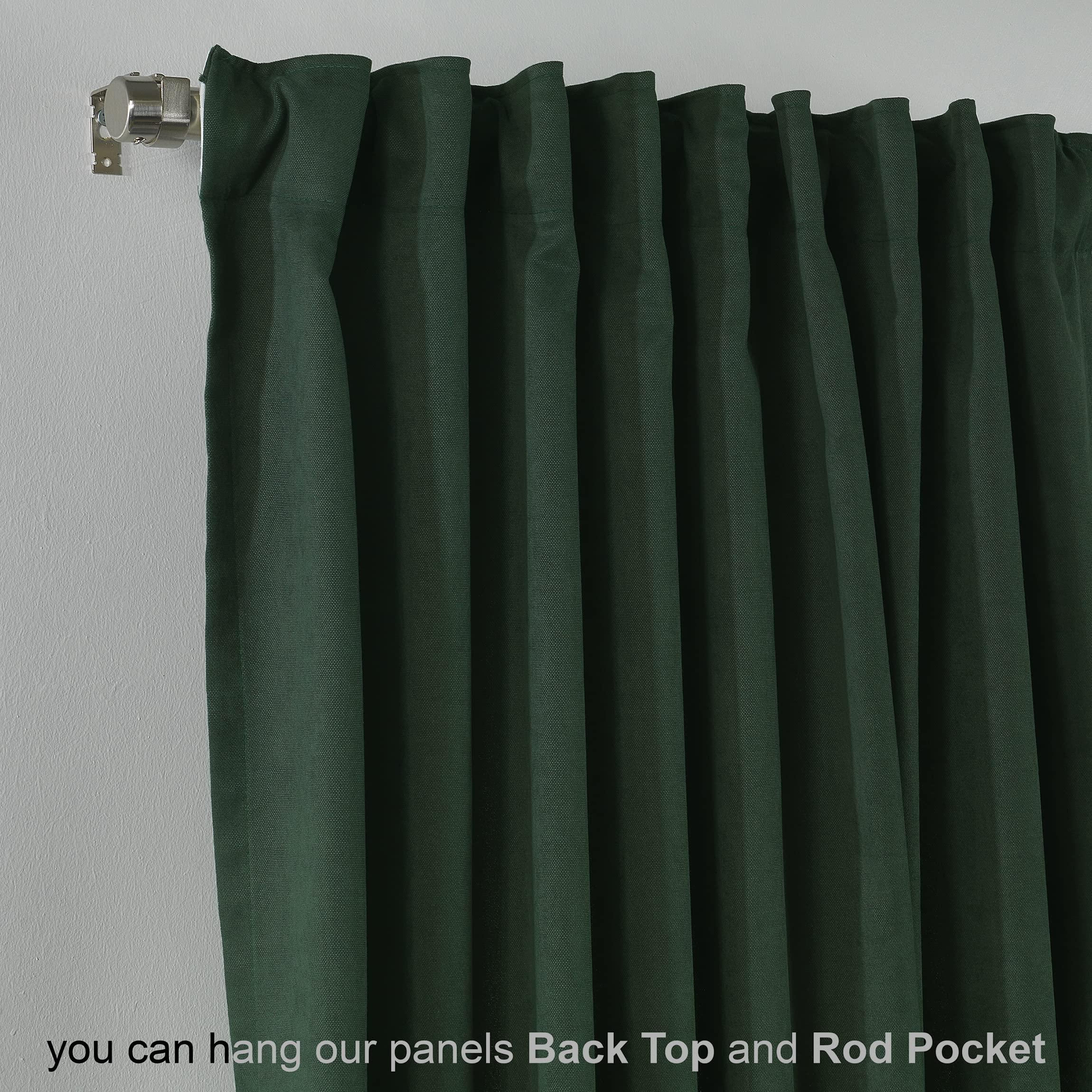 CASANEMA CASANEMA 288" Length Decorative Dark Green Curtain Drapes - Hanging Back Tab (1 Panel) - Made in Turkey (52" W x 288" L)