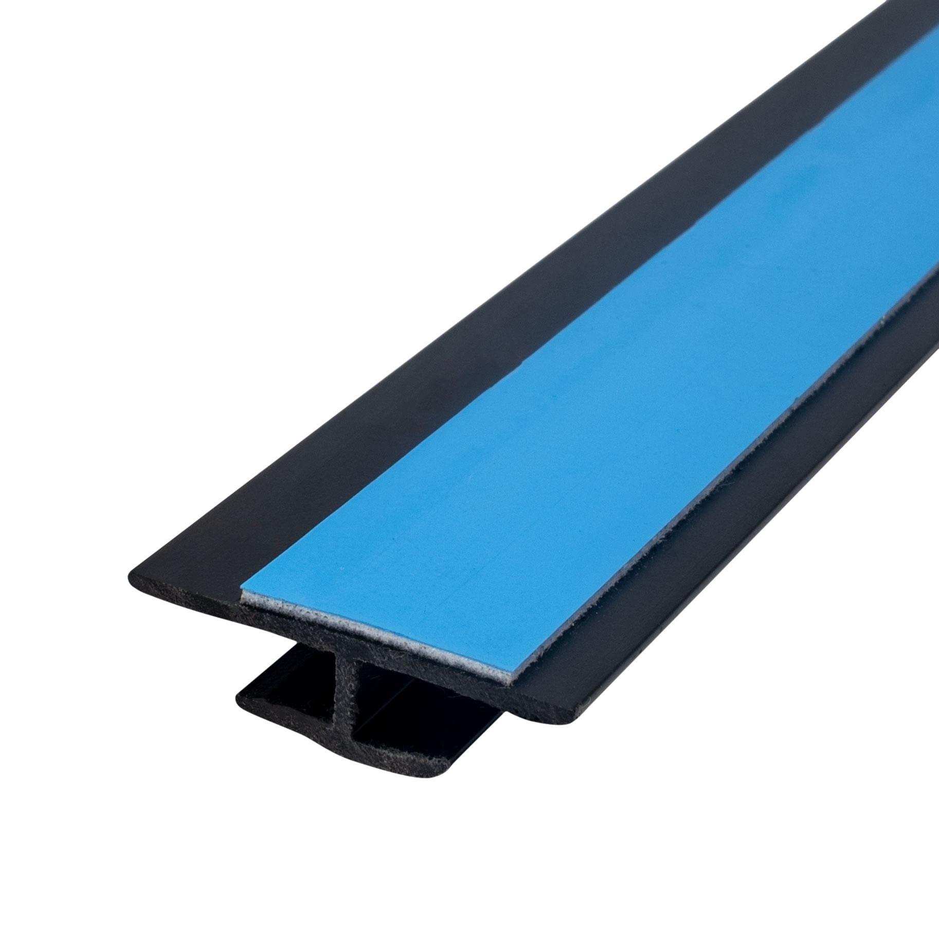 OUTWATER Outwater Plastic H Channel Fits Material 3/16 Inch Thick Black Styrene Divider Moulding with Adhesive 8 Foot Length Pro Pack (Pack of 5, 40 Feet Total)