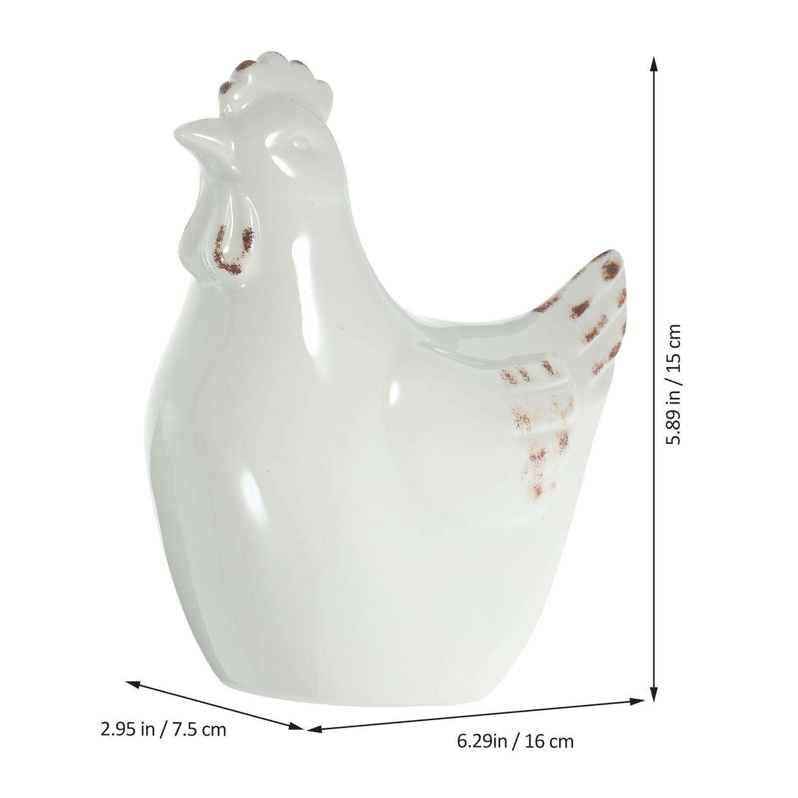Luxshiny Luxshiny Ceramic Hen Figurines Tabletop Easter Chicken Statue Model Porcelain Animal Farm Sculpture Standing Rooster Figurine Farm Animal Statue Collectible