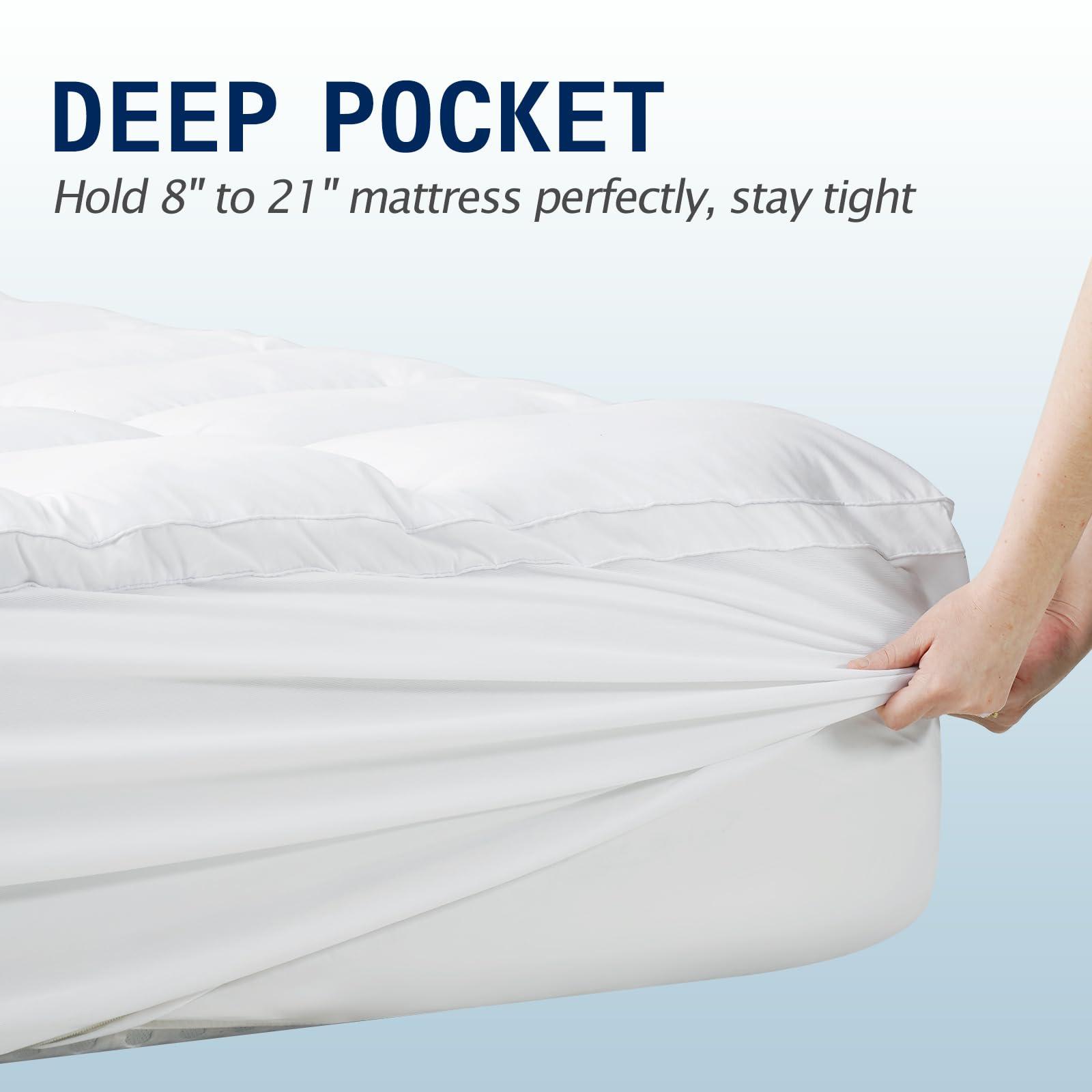 SOPAT SOPAT Mattress Topper RV King Size Extra Thick Mattress Pad 8-21" Deep Pocket Soft Down Alternative Fill Mattress Protector Pillow Top Mattress Cover (72x80 Inches, White)