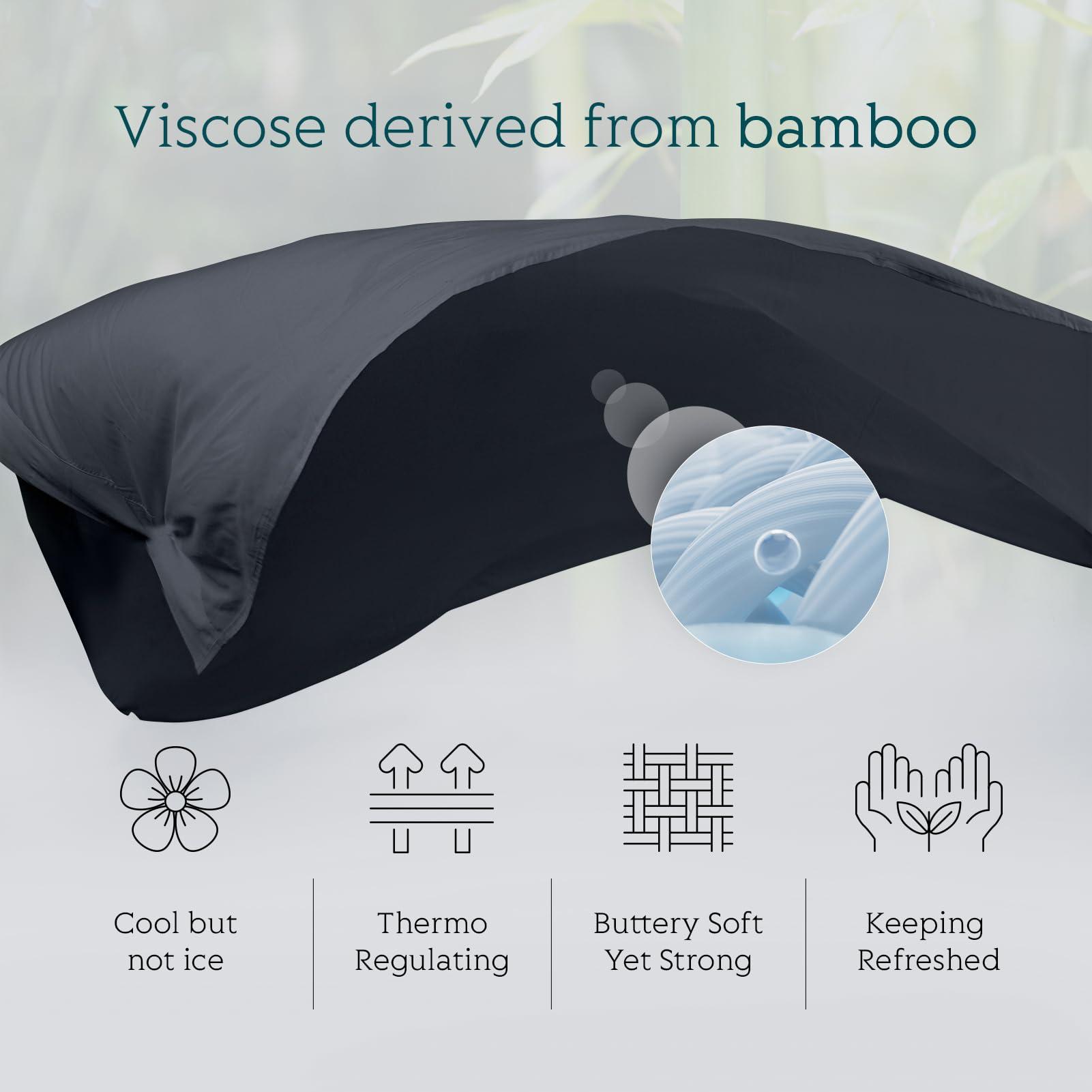 HOT SLEEPER SHEETS Cooling Sheets Set Cal King Size, Viscose Derived from Bamboo for Hot Sleepers | Deep Pocket Up to 16 Inch | Silky Soft & Breathable Bedding - 4PC (Cal King, Dark Grey)