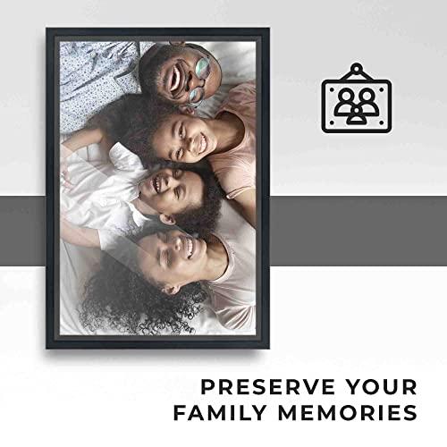 CustomPictureFrames.com 11x13 Frame Black Real Wood Picture Frame Width 1 Inches | Interior Frame Depth 0.75 Inches | Hightower Modern Photo Frame Complete with UV Acrylic, Foam Board Backing & Hanging Hardware
